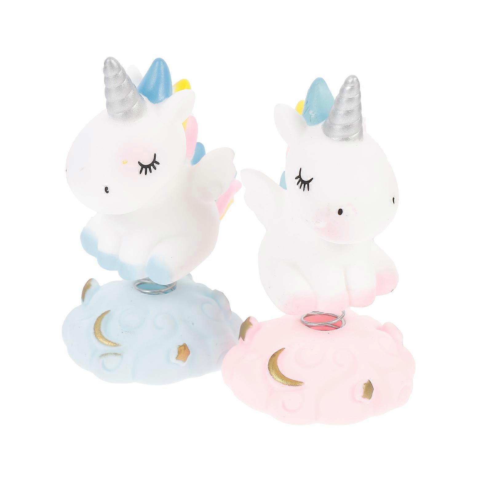 Unicorn Desktop Decoration 2Pcs Car Decor For Office Use Blue搪胶