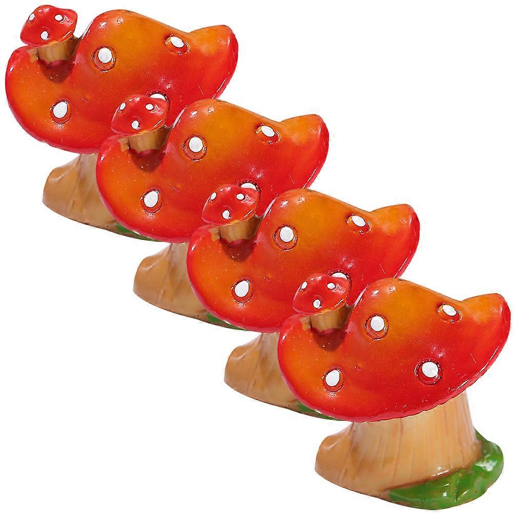 Mushroom Miniature Decoration 4Pcs Tiny Figurines Garden Decor Multi Realistic Shape Ideal For Home Decoration