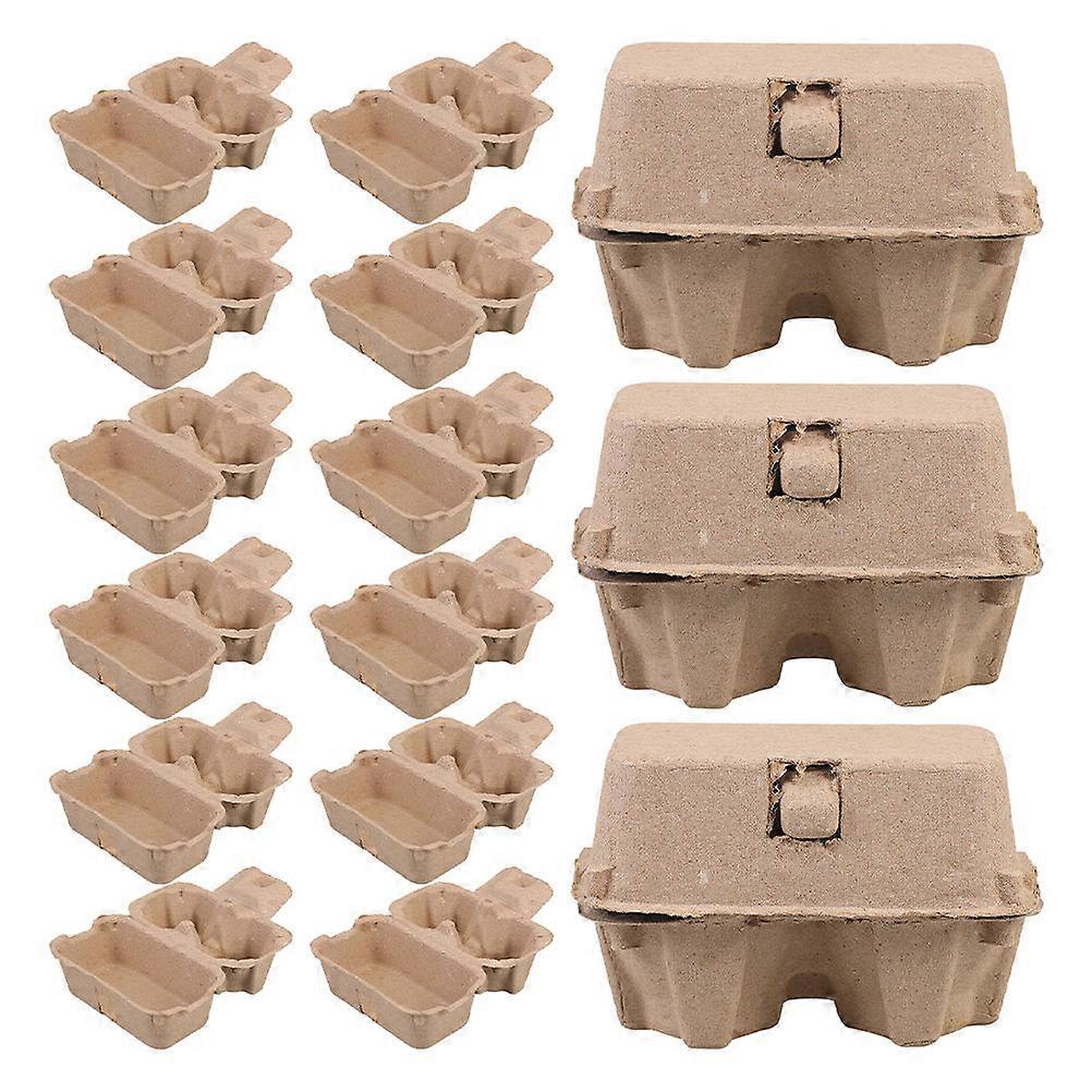 Egg Cartons 22Pcs Paper Pulp Egg Containers For Egg Storage And Transportation Protection In Khaki Color With Simple Design