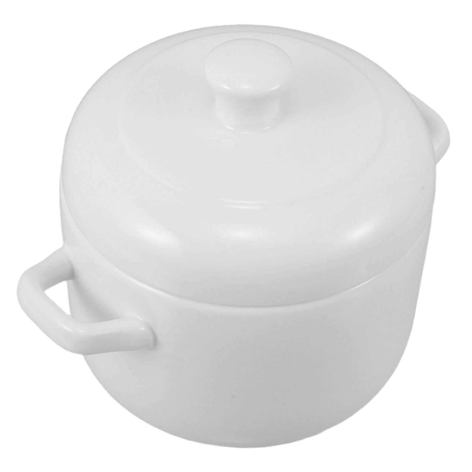 Ceramic Stew Pot For Cooking With Lid Dual Handle Design For Professional Chefs Heat Retention 600ml 1Pack