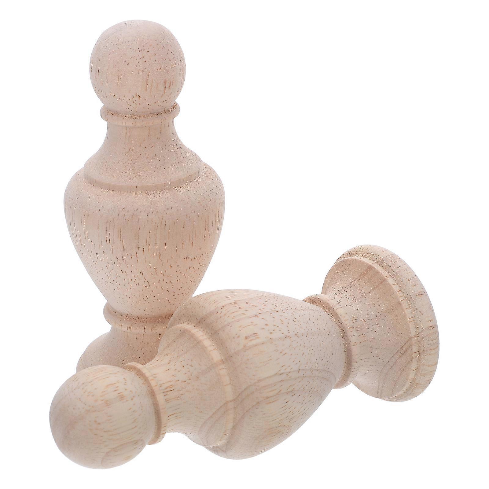 Wooden Hourglass Shaped Finials Set of 2 Decorative Staircase Column Tops for Bed Posts Curtain Rods European Style Home Decor Easy Maintenance