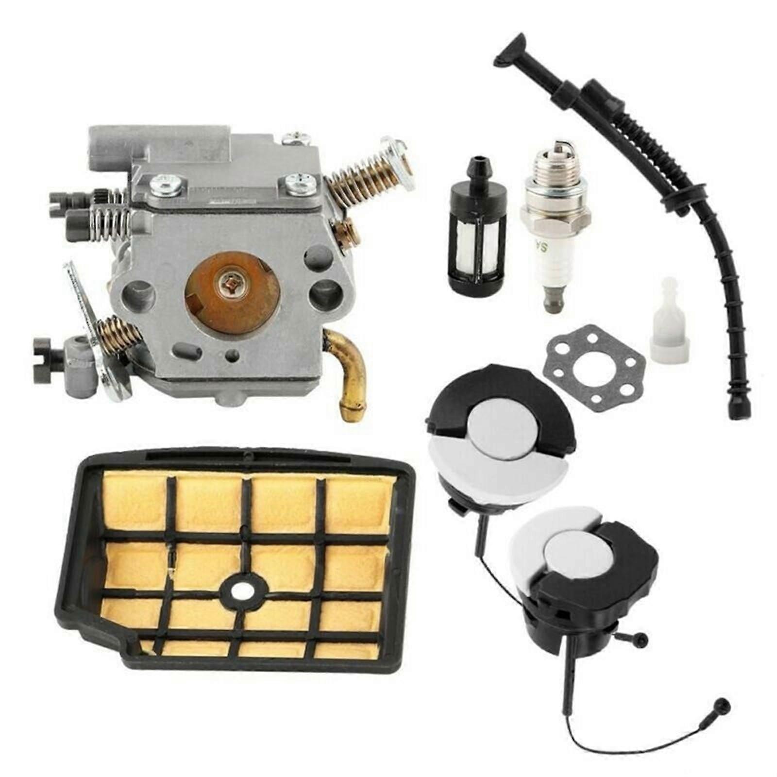 Carburetor for Stihl MS200 MS200T Chainsaw with Fuel Cap, Carb Kit, Gasket, Tank Cap, and Spark Plug Set
