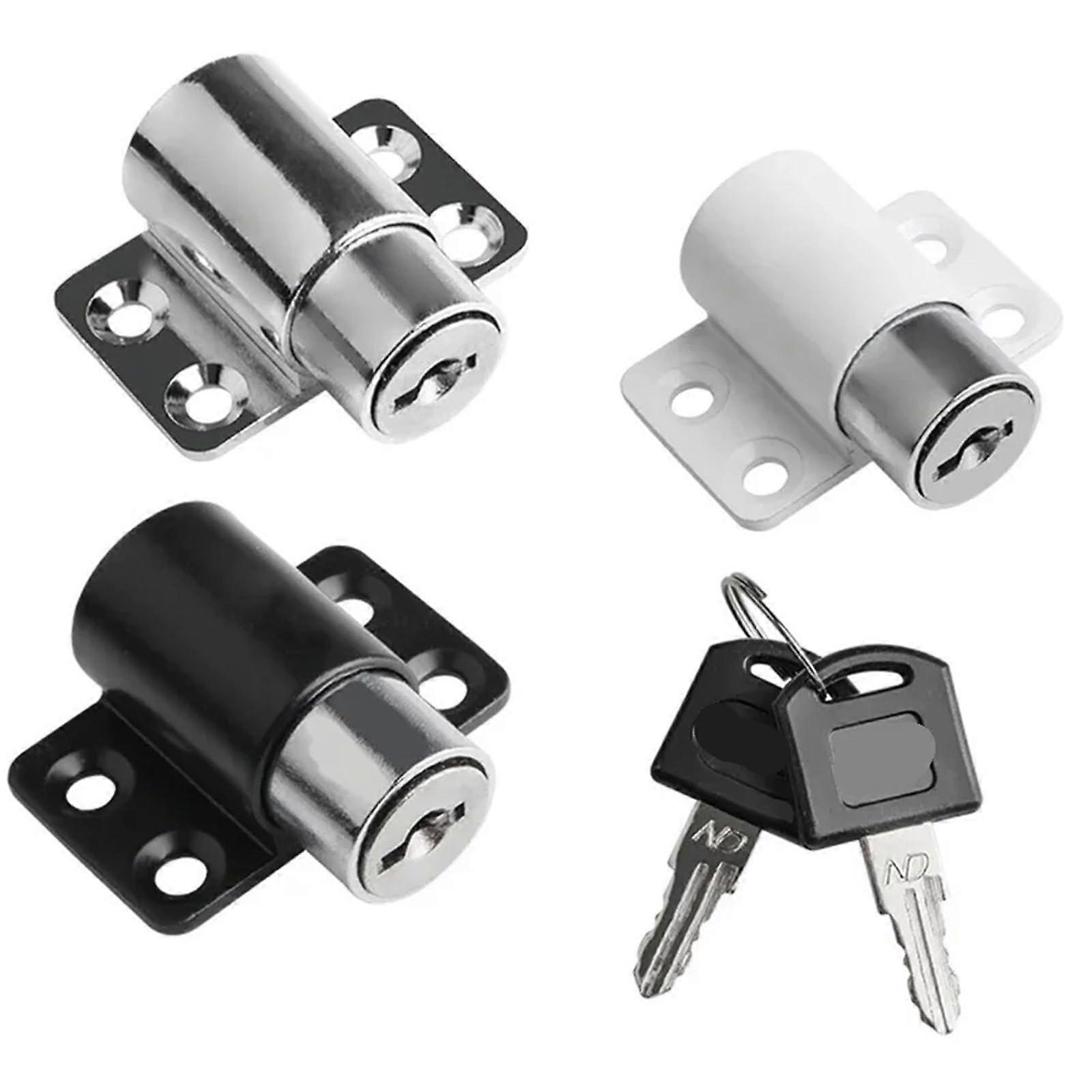 Sliding Door Lock Key Aluminum Safety Protection Security Set Lock Latch Limiter Door Window Locks 1Pc (White)