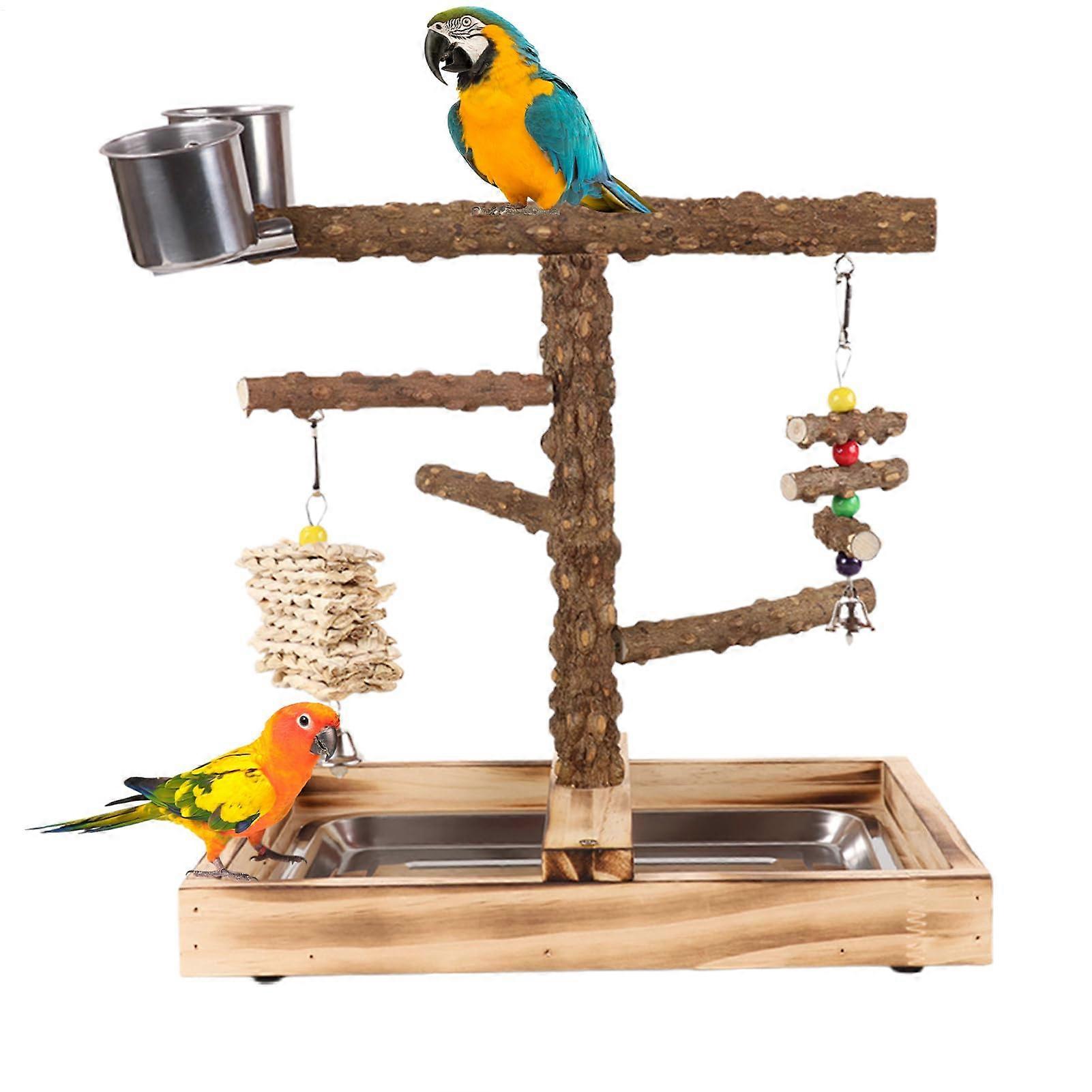 Bird Playground Playground for Birds with Feeders, ChewProof Budgie Play Gym with Play Stand Toys for Feeding, Training Indoor/Outdoor Activities