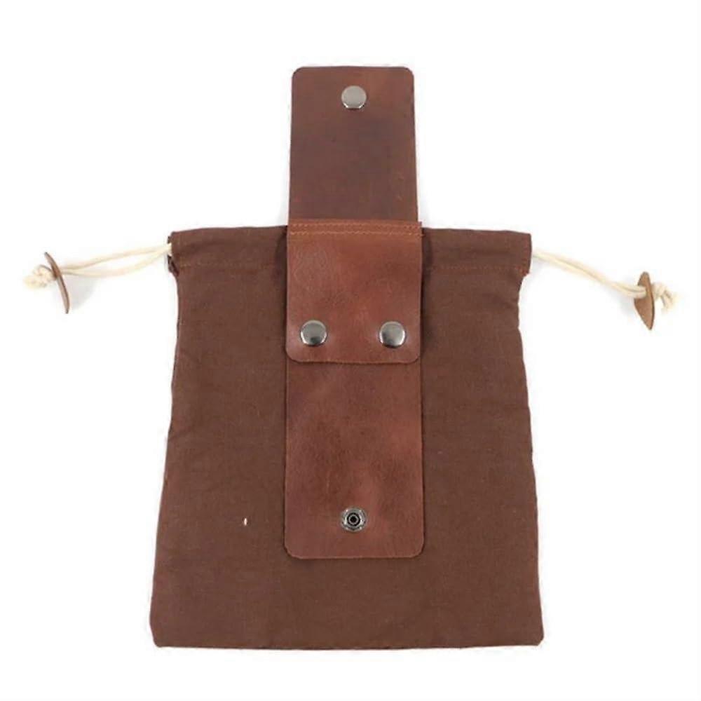 Waxed Canvas Leather Tool Roll Bag Waterproof Garden Tool Belt Pouch Foldable Brown