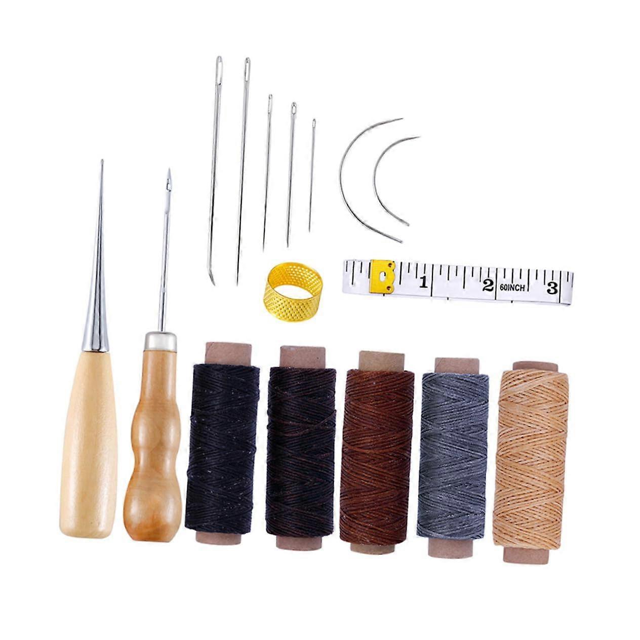 16piece Hand Sewing Set with Sturdy Wooden Handles, Durable Tools for DIY Enthusiasts, Ideal for Sewing and Work at Home