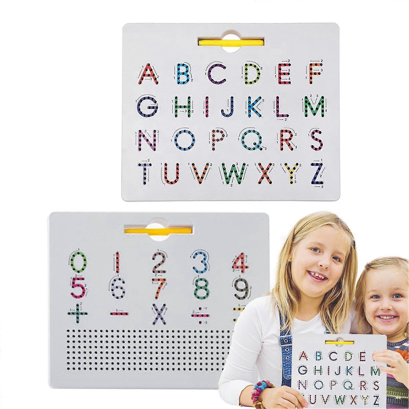 Magnetic Alphabet Drawing Board - Double-Sided Educational Writing Game, STEM Toy for Early Learning, Uppercase Letters & Numbers