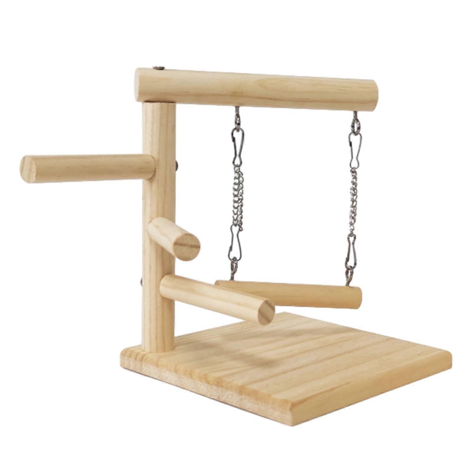 Stand here  Bird playground, wooden climbing frame  Play tower for natural birds
