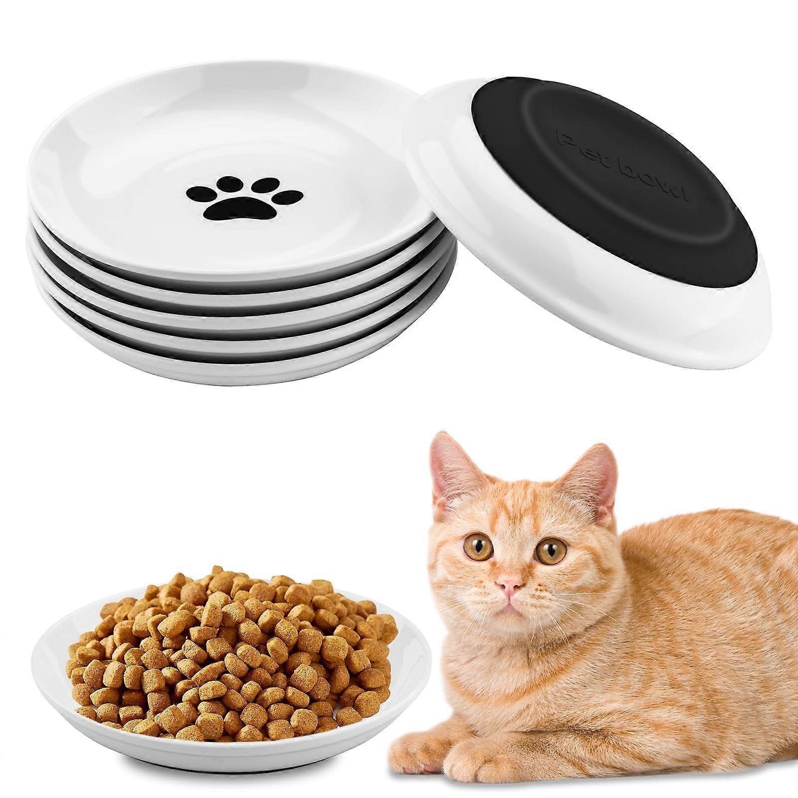 Cat Bowls, 6 Pieces Ceramic Cat Bowl with NonSlip Silicone Bottom Flat Bowls for Kittens, Puppies and Small Animals