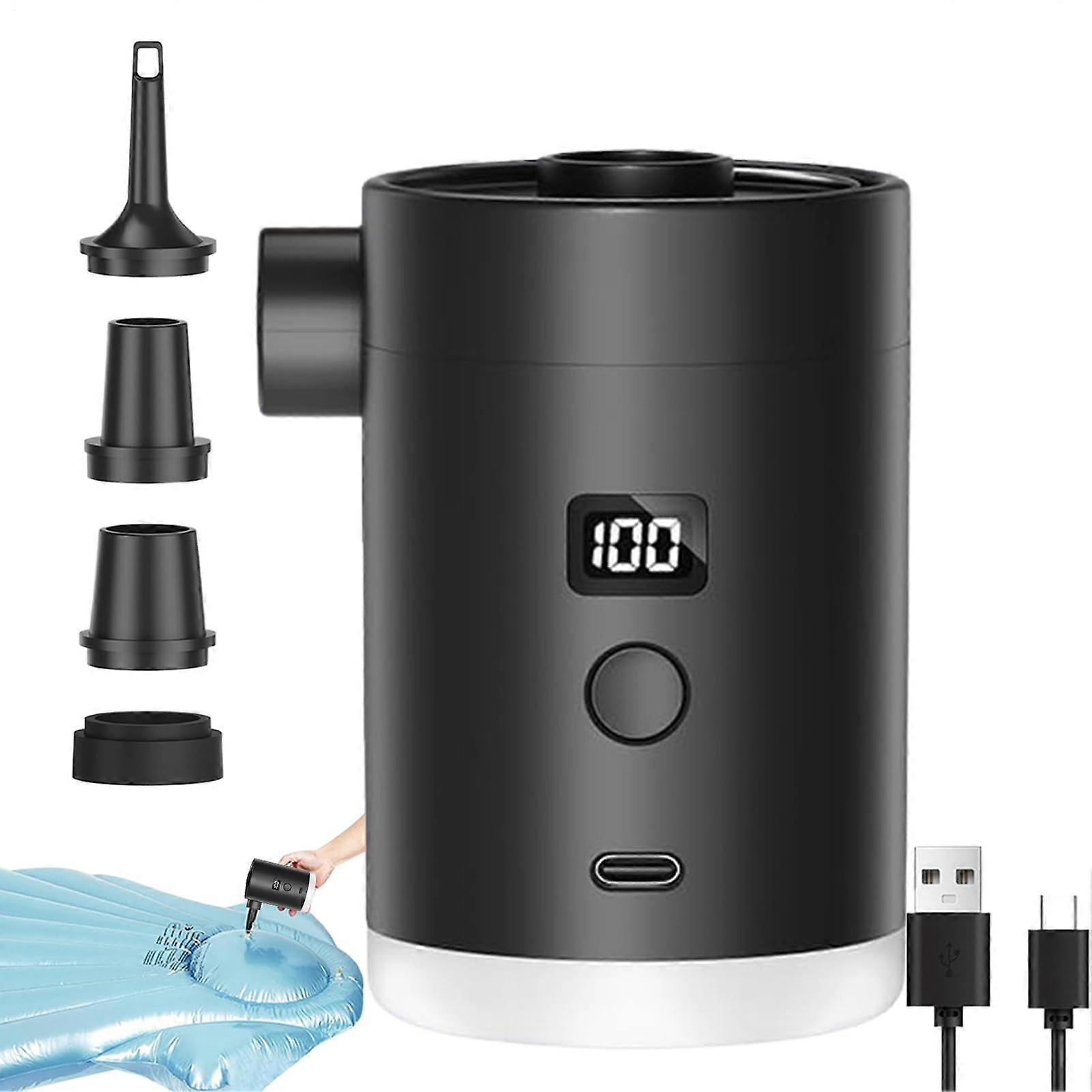Portable Air Pump, Electric Pump for Inflatables, LED Display 400 mAh with Camping Light