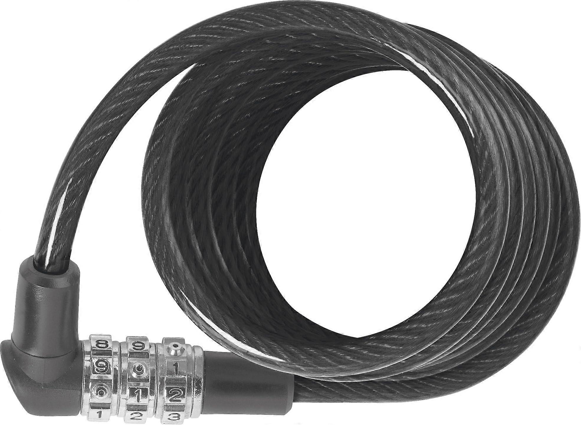 spiral cable lock 3506C  6 mm thick, flexible combination lock  security level 1 Black 120 cm