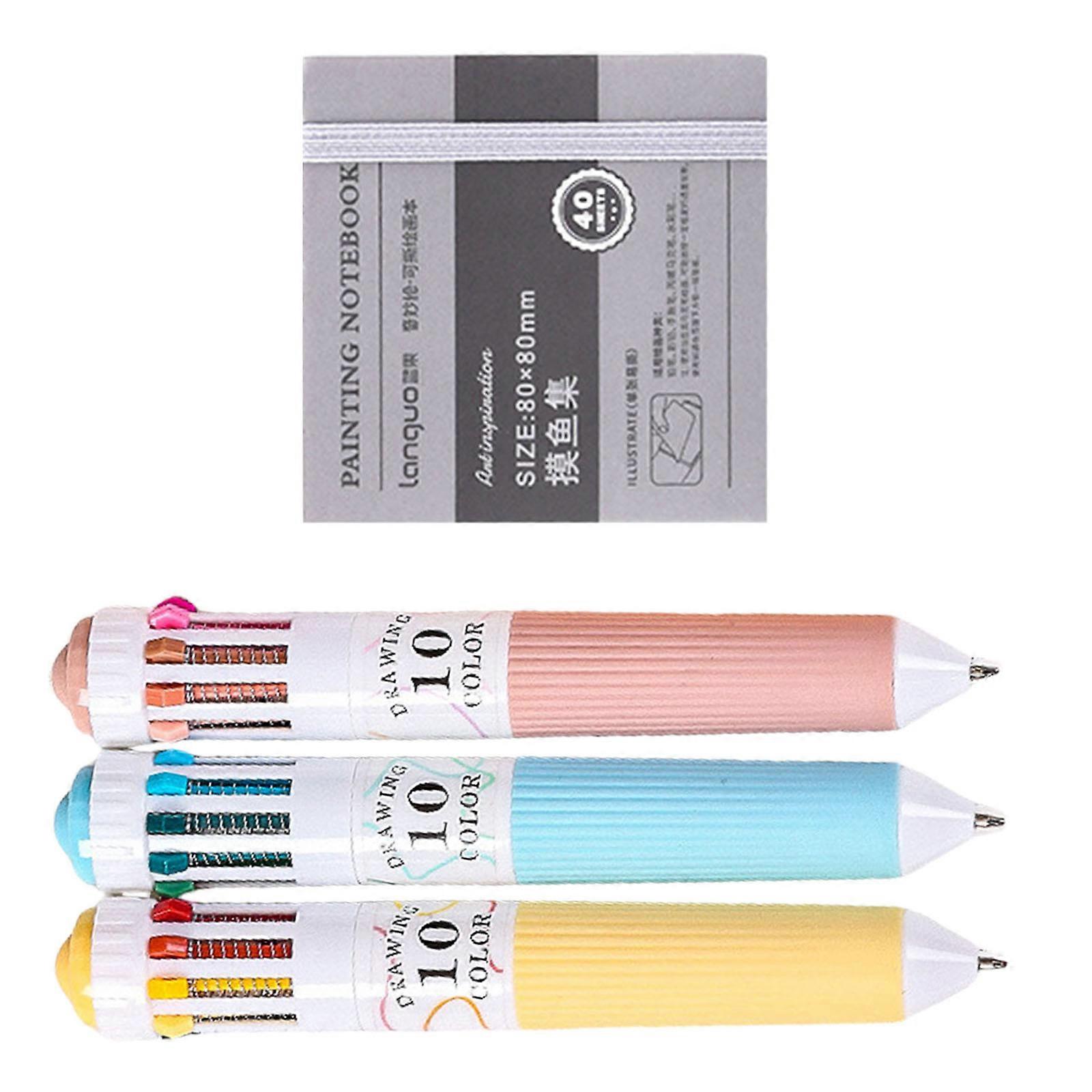 10 Colors Retractable Ballpoint Pen 0.8mm Smooth Writing Tool Multicolor Pen For Sketching Notetaking Tasks Multicolor