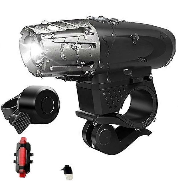 Mountain bike light set, including front light, rear light and bike bell, with multiple combination appearance patents
