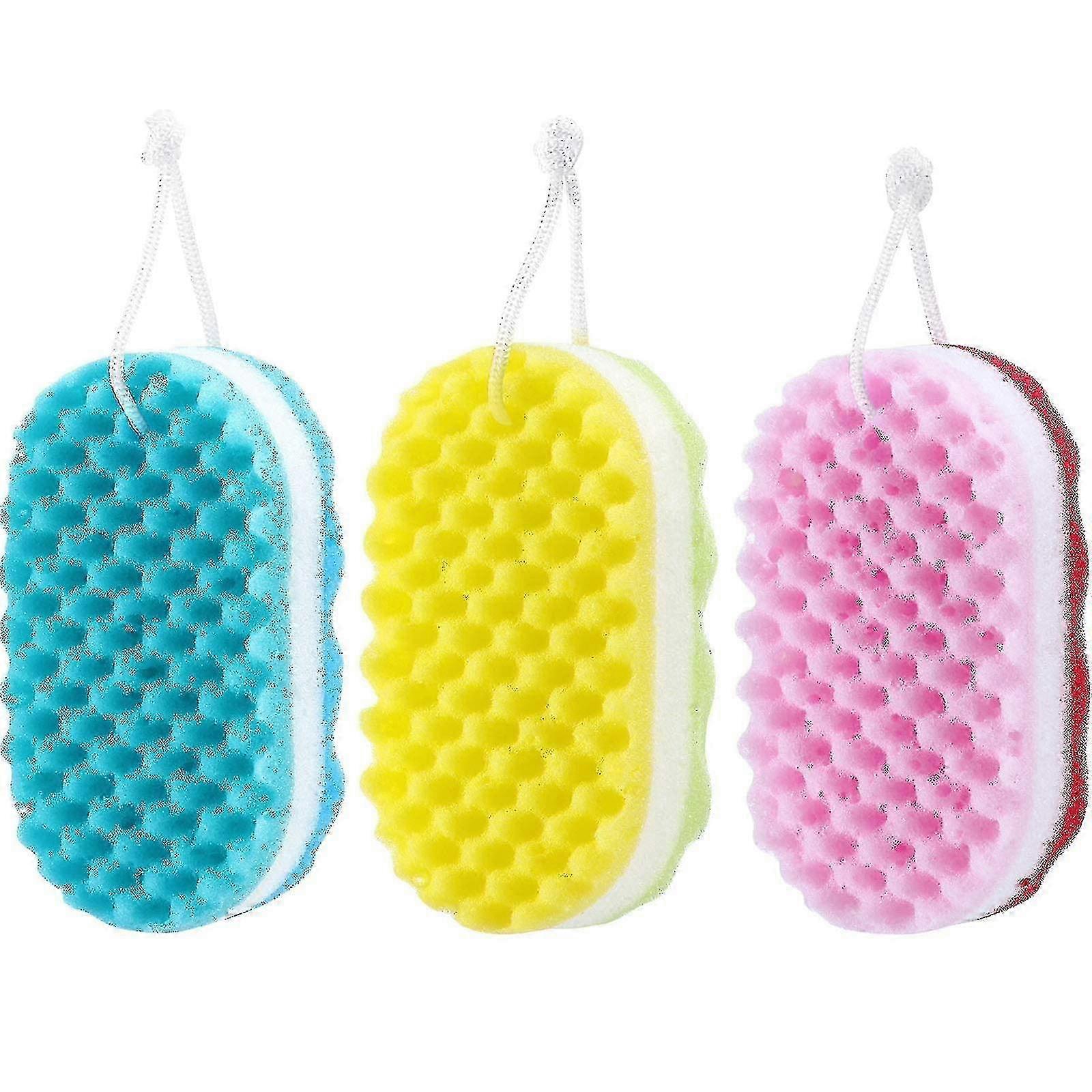 3 Pieces Soft Bath Foam Sponge Exfoliating Body Shower Sponge Doubl...