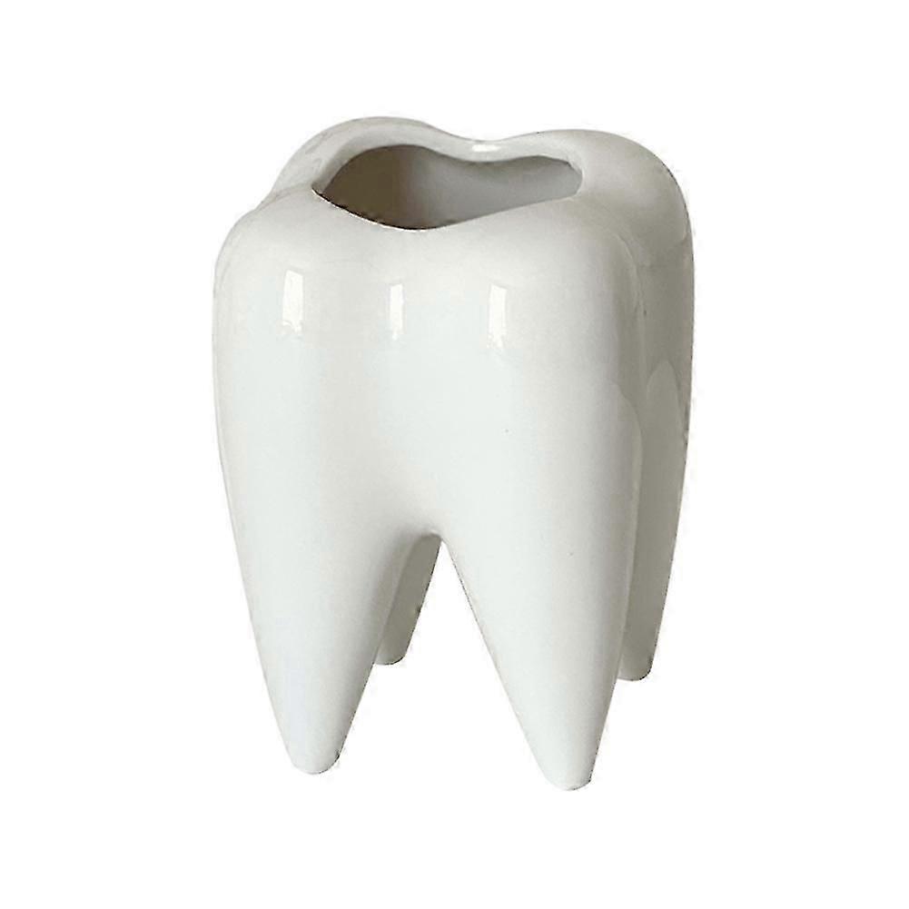 tooth shaped ceramic pen holder for desk storage