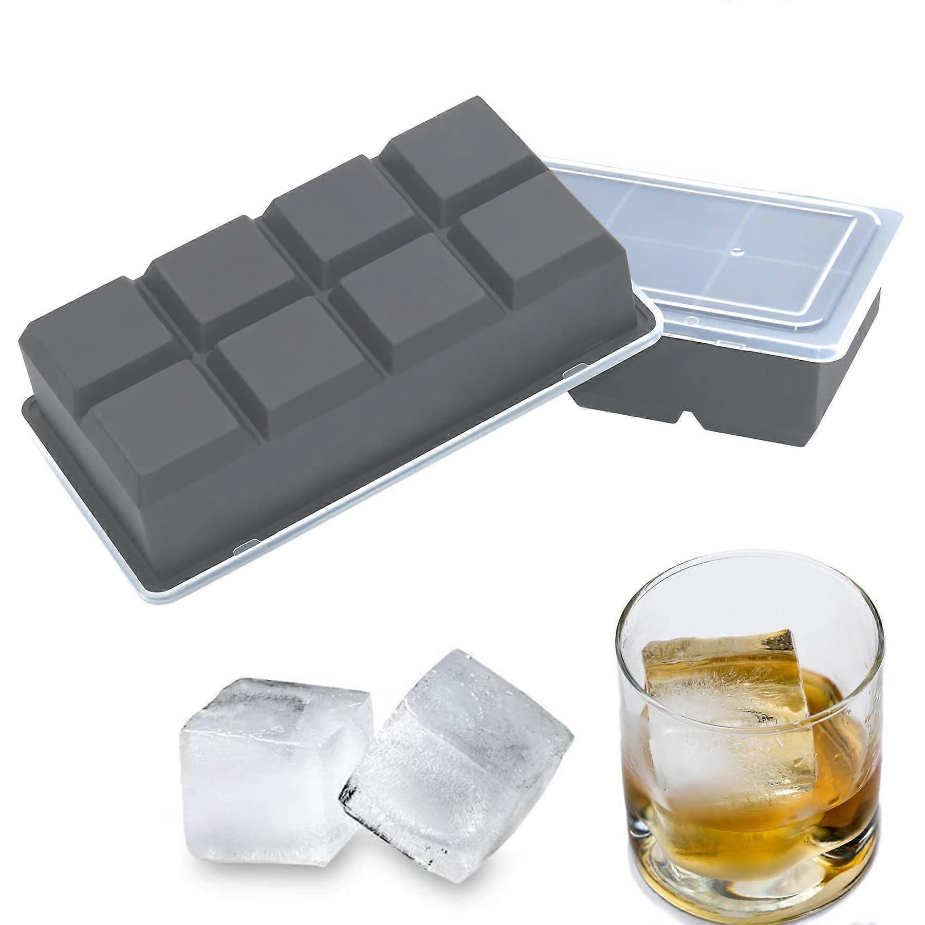 Large Ice Cube Trays 2 Pack,Big Ice Cube Molds with Removable Lids,Easy Release and Stackable Silicone Ice Cube Tray,Make 16 Big Square Ice Cubes for 