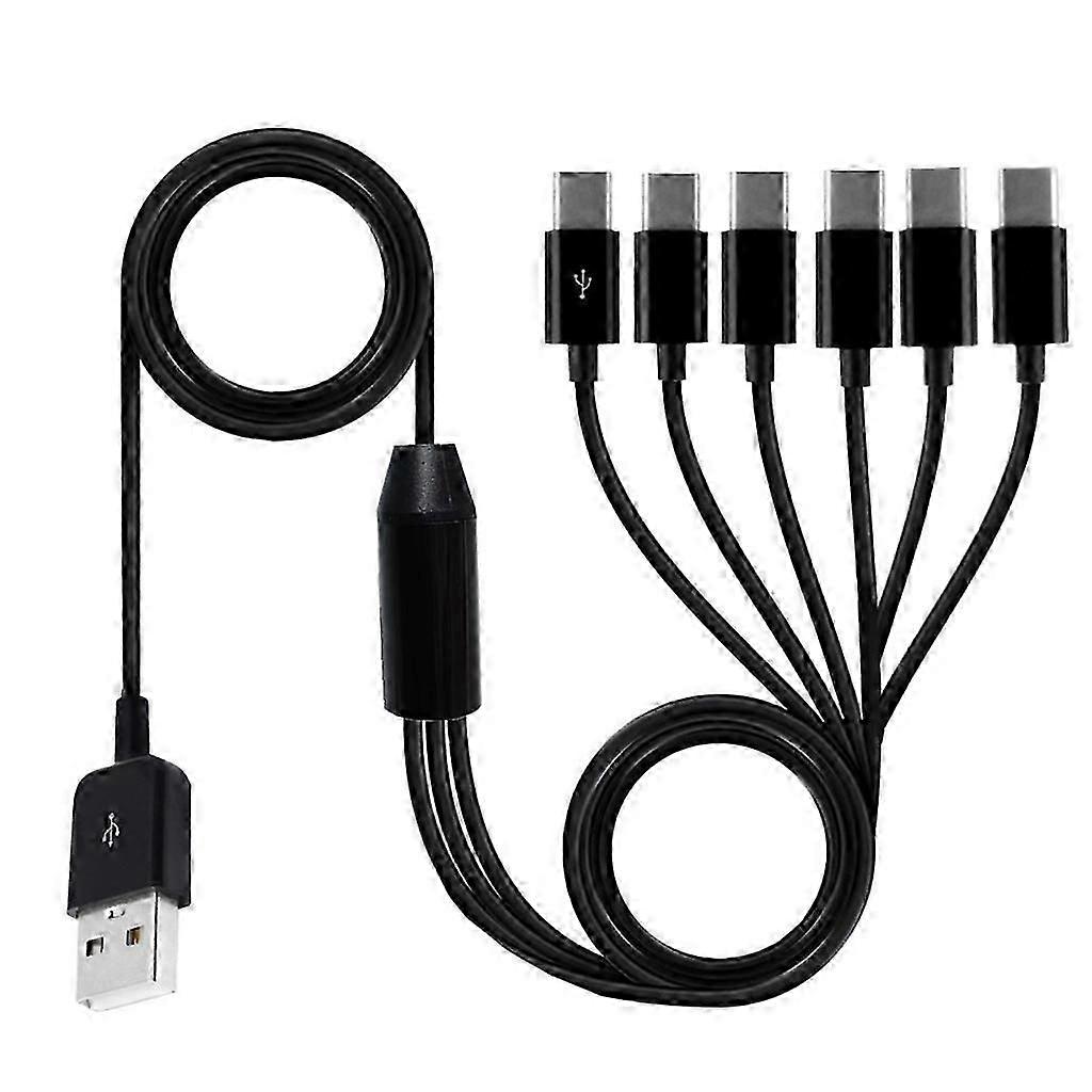 USB2.0 Type A Male to 6 Type-C UsbC Male Y Splitter Data Sync Charging Cord