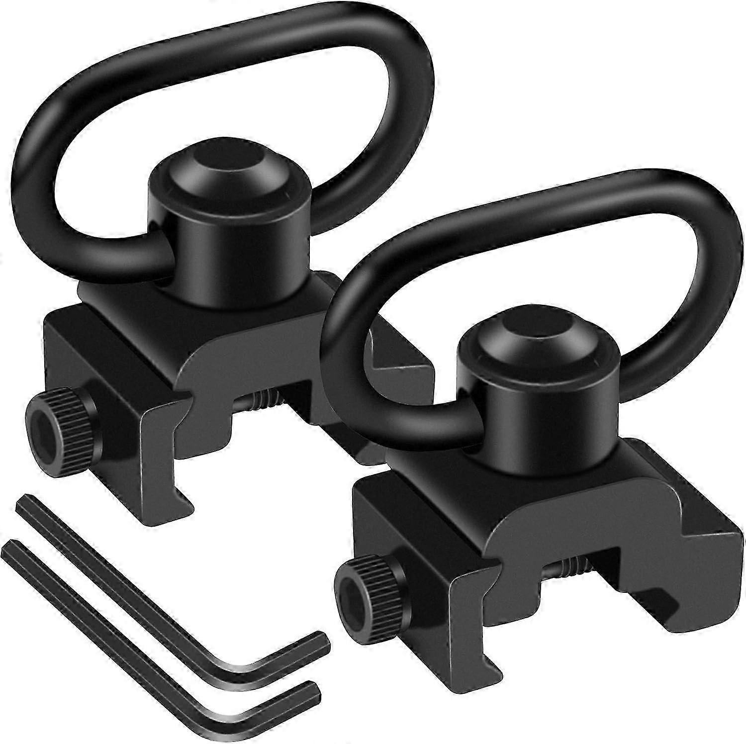 360 Rotation Picatinny Sling Swivel Mounts - 2 Point with 1.25" Swivels, 2 Pack