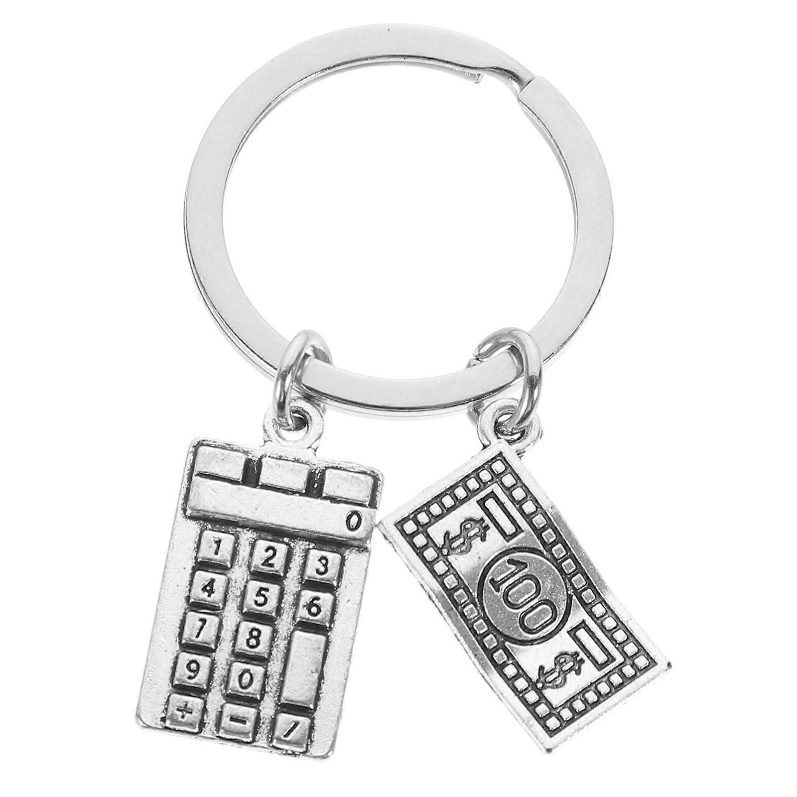 Calculator Keychain Jewelry in Silver Color for Decoration with Zinc Alloy Material 1 Piece
