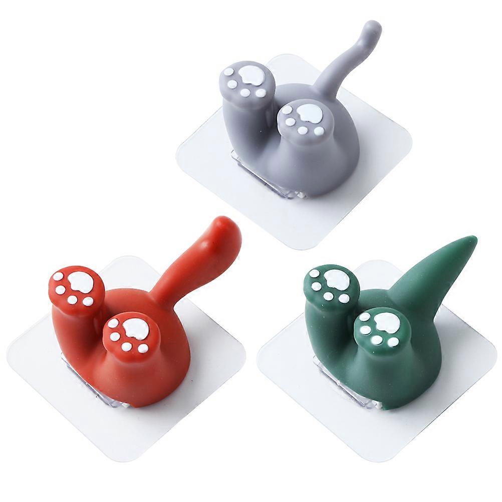 Home Organization 3Pcs Animal Shape Toothbrush Holders Assorted Color For Household Users Punch Free Hooks