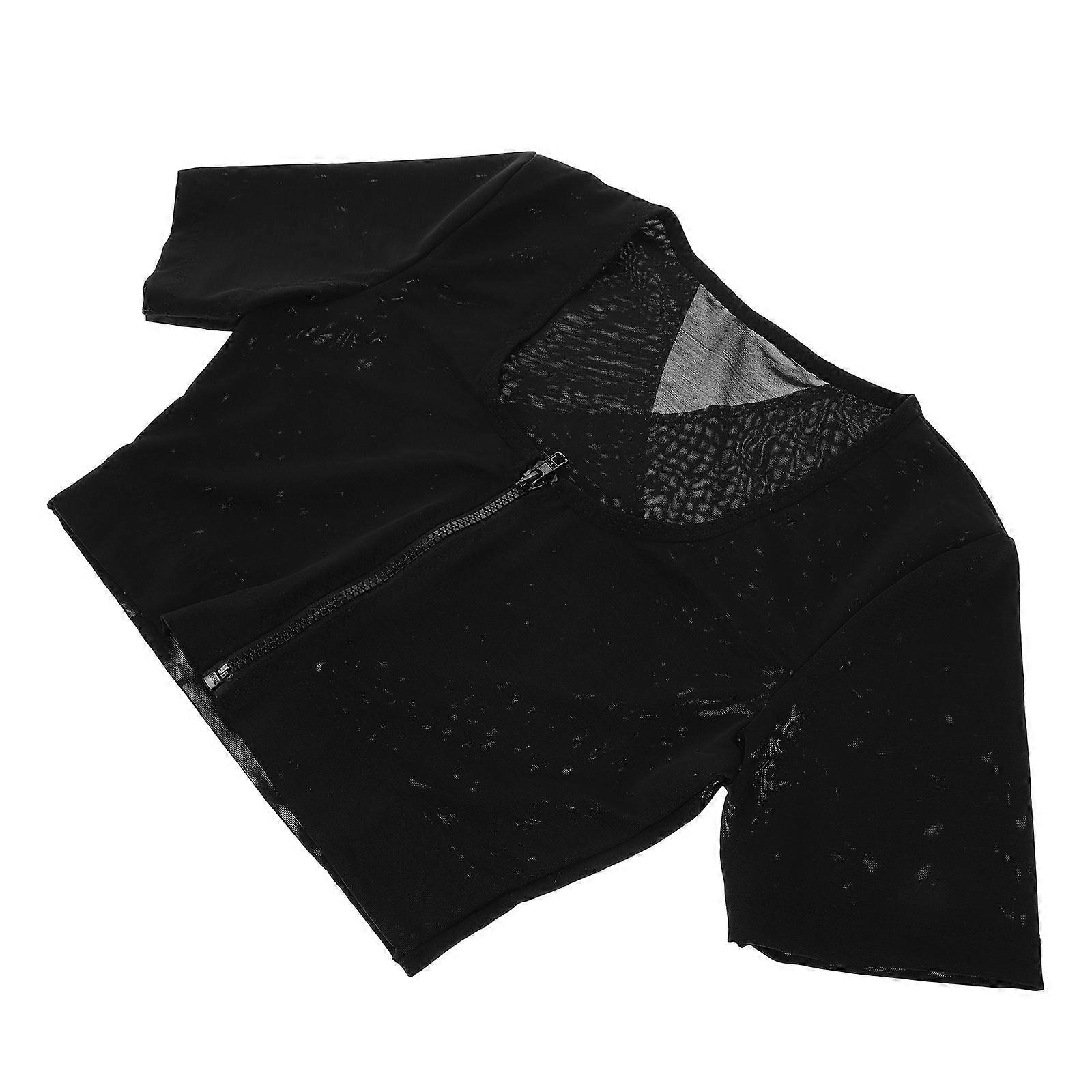 Chest Binder for Men Slimming Shirt Back Support and Chest Support Made of Nylon Black with Zipper 1Set