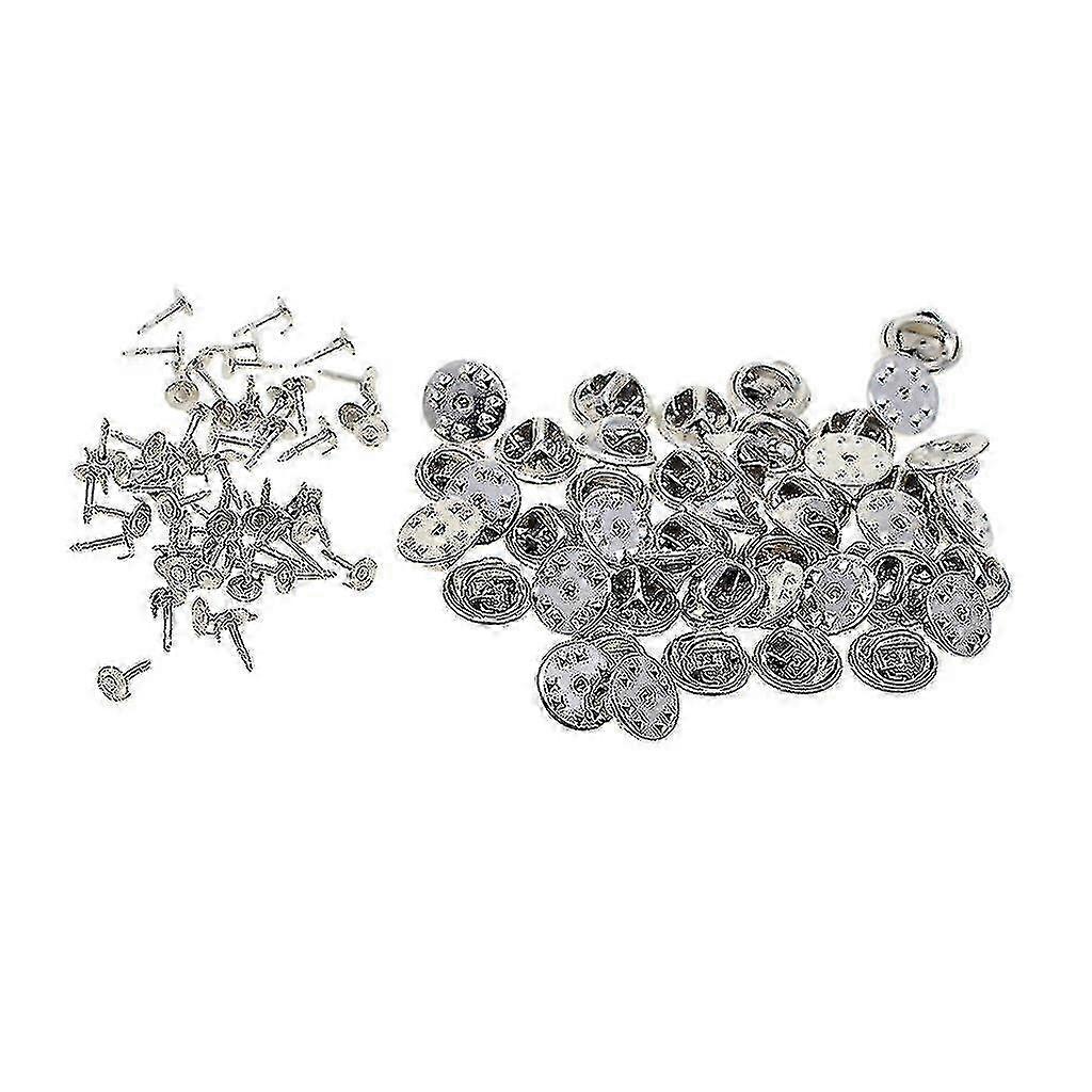Silver Metal Lapel Pin Fasteners with Butterfly Clasps for Badges and Hats (50 Sets)