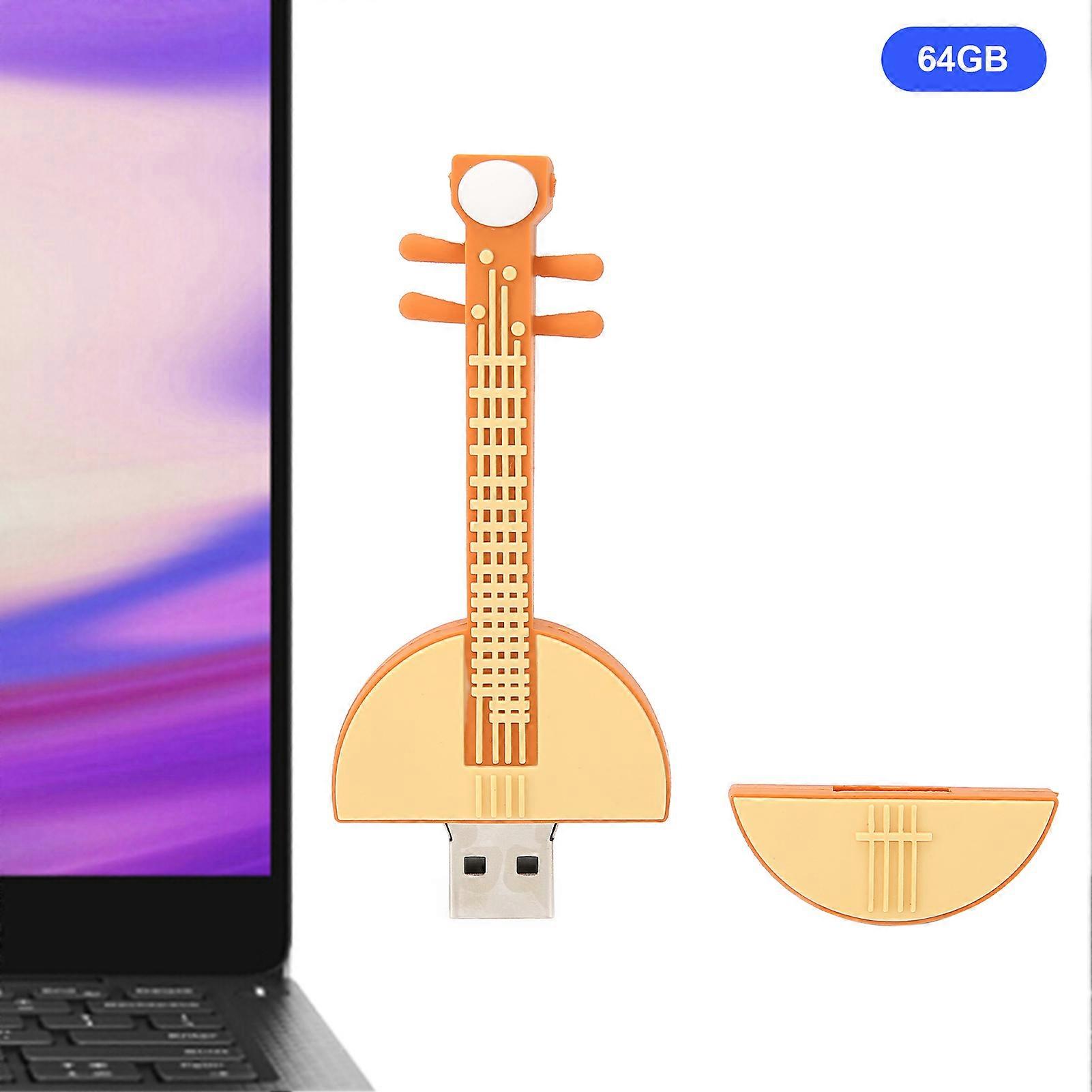 Lute Appearance 64GB USB 2.0 Flash Drive Plastic Data Storage
