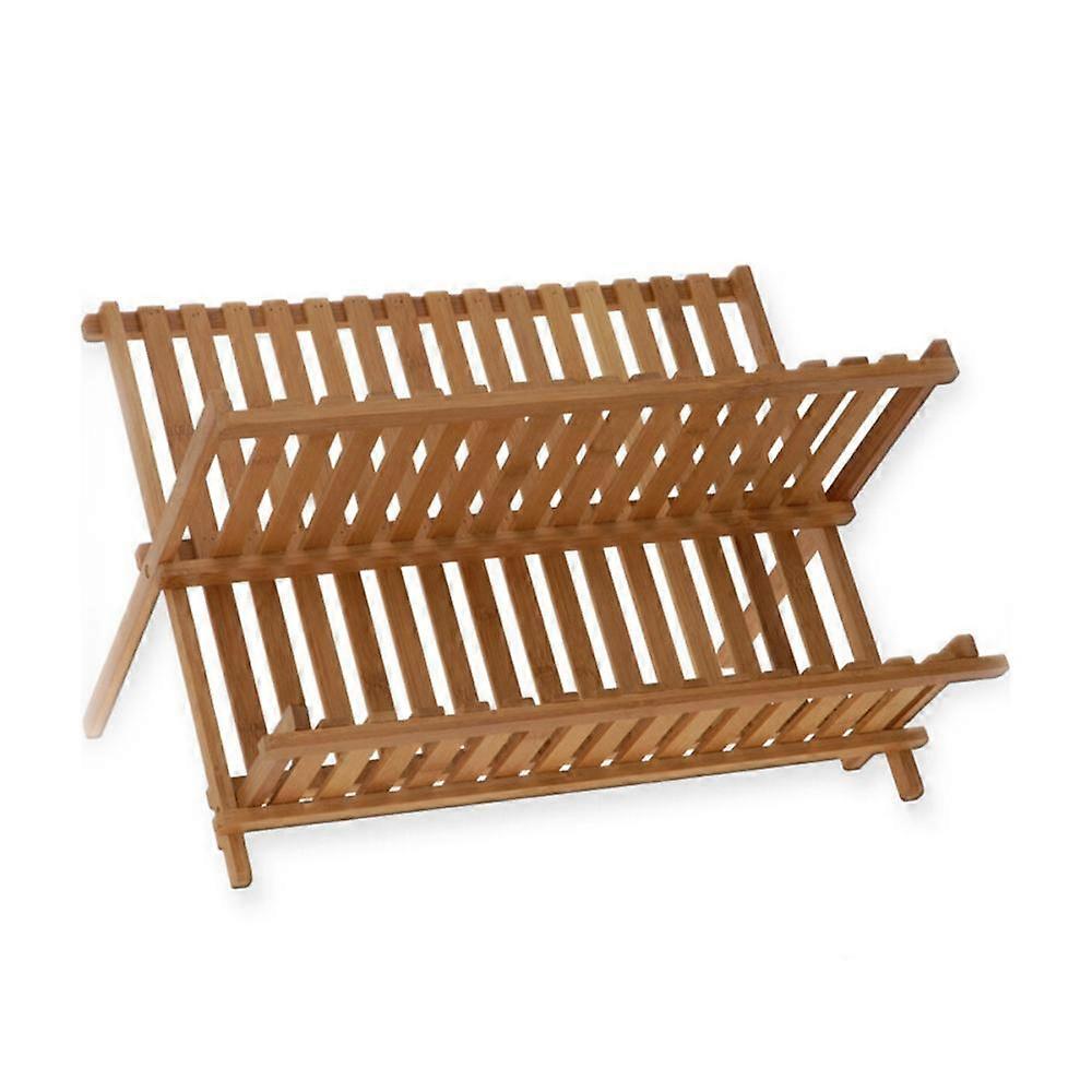 Wooden Kitchen Storage Rack Folding Bamboo Dish Rack Drying  Holders & Racks