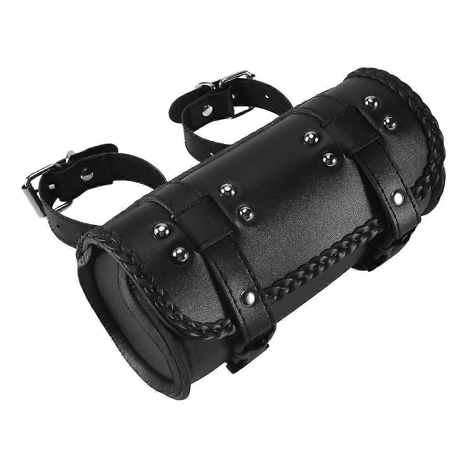 Motorcycle Fork Bag PU Leather Bicycle Handlebar Tool Pouch,Universal