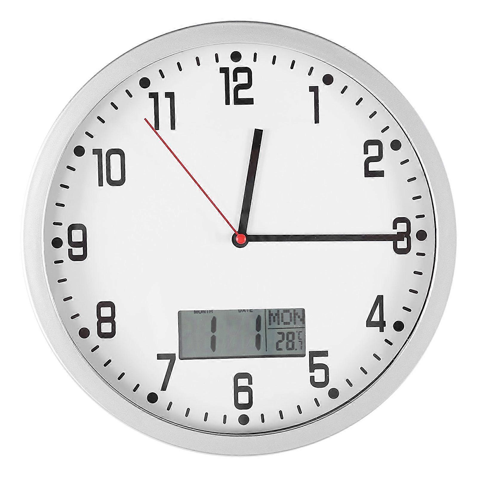 Multifunctional Modern Wall Clock with Date Temperature Display Home Office Bedroom Decoration