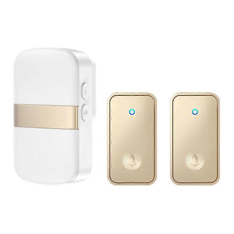 CACAZI FA96 Wireless Doorbell 60 Chime 5 Levels Adjustable Self-powered Alarm System,2 Transmitters+