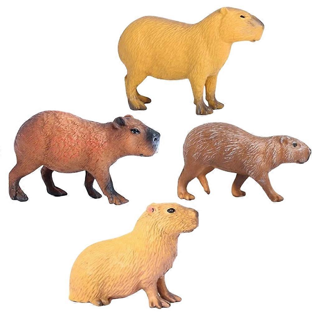 Water Capybaras Model Figurines for Decoration 4Pcs Assorted Color Plastic