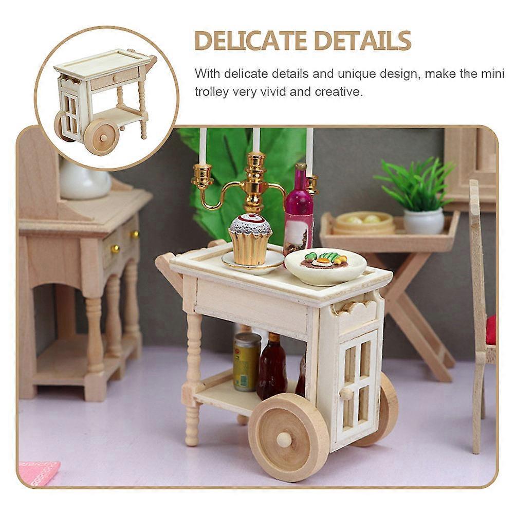 Mini Dollhouse Furniture Ornament Miniature Trolley Shape Model Ideal For Home Decoration Khaki Color Durable 1Pack