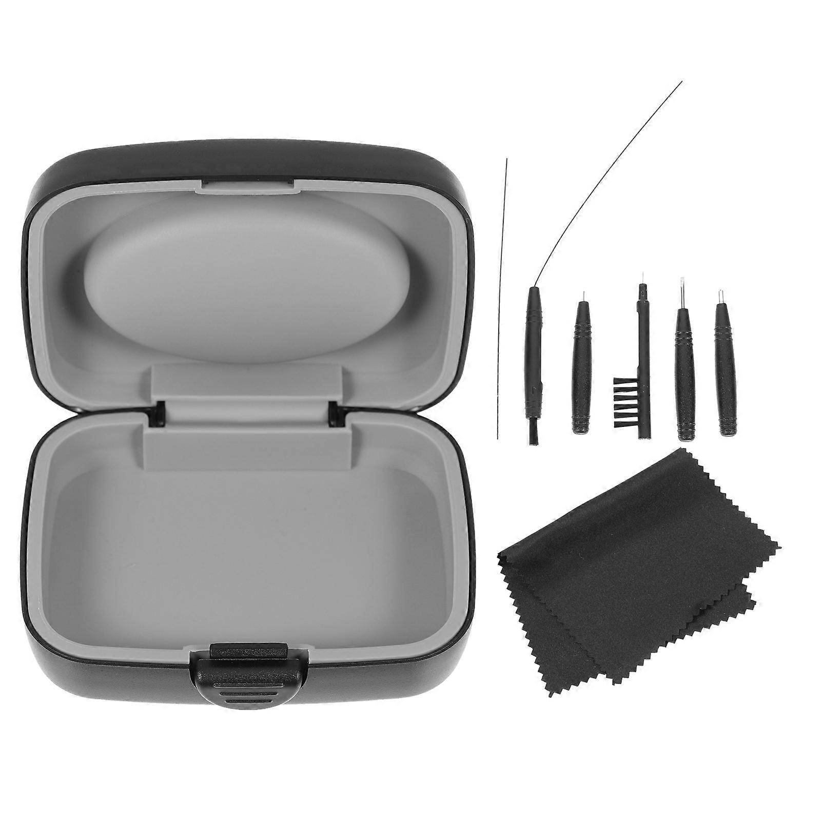 Hearing Aid Cleaning Set Durable PVC Tools for Home Use 1Set Black