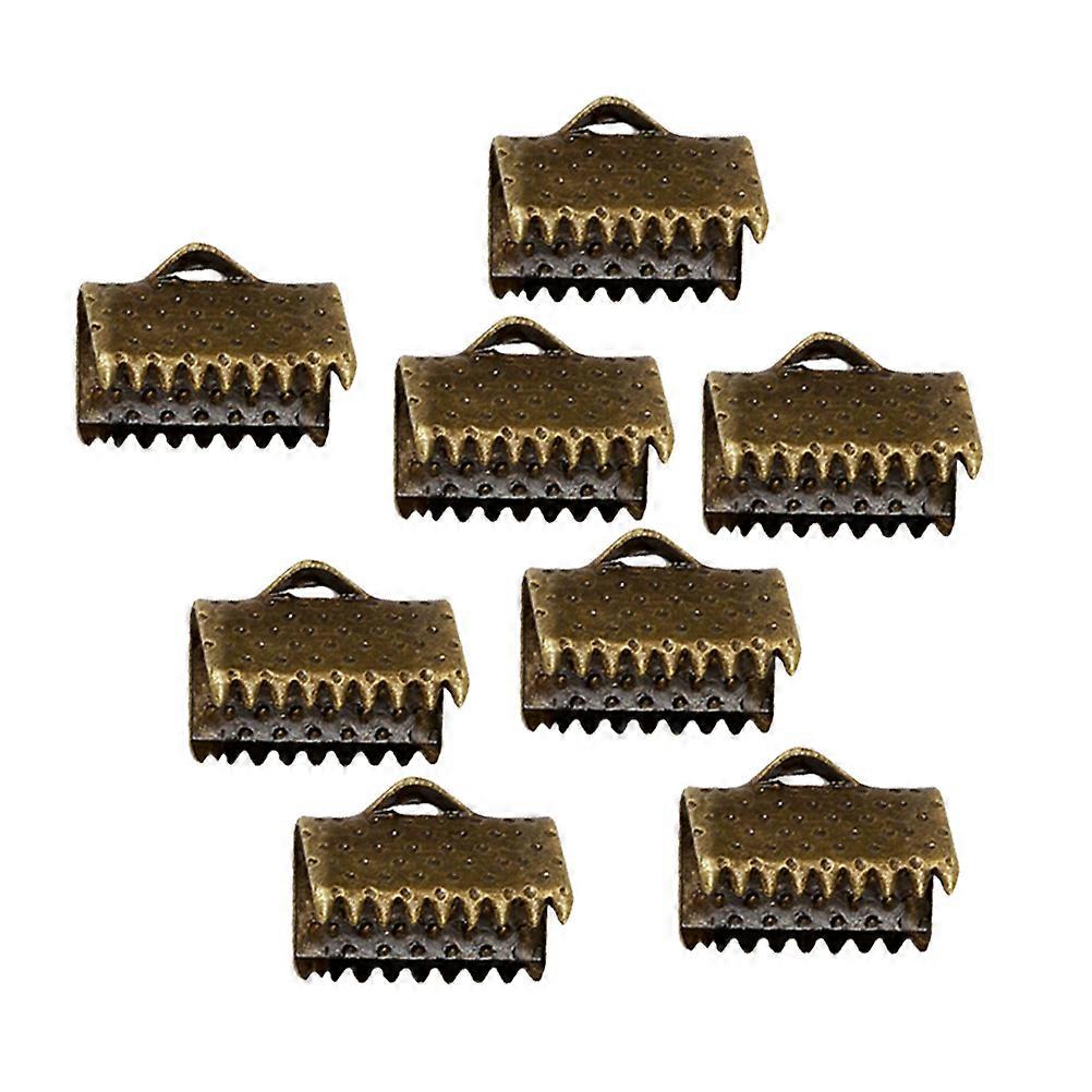 Jewellery Clasps Metal Fastener Clasps Diy Jewelry Makers Bronze 2x0.5x0.5cm Hide Frayed Ribbon Ends 100Pcs