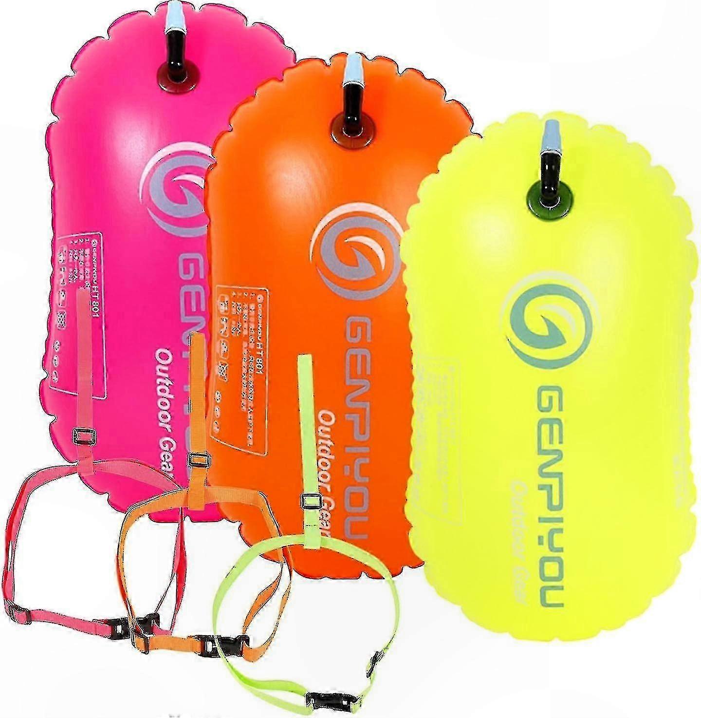 Highly Visible Inflatable Swim Buoy, Waterproof Dry Bag for Safe Open Water Training, Lightweight and Bright Safety Float for Swimming Enthusiasts