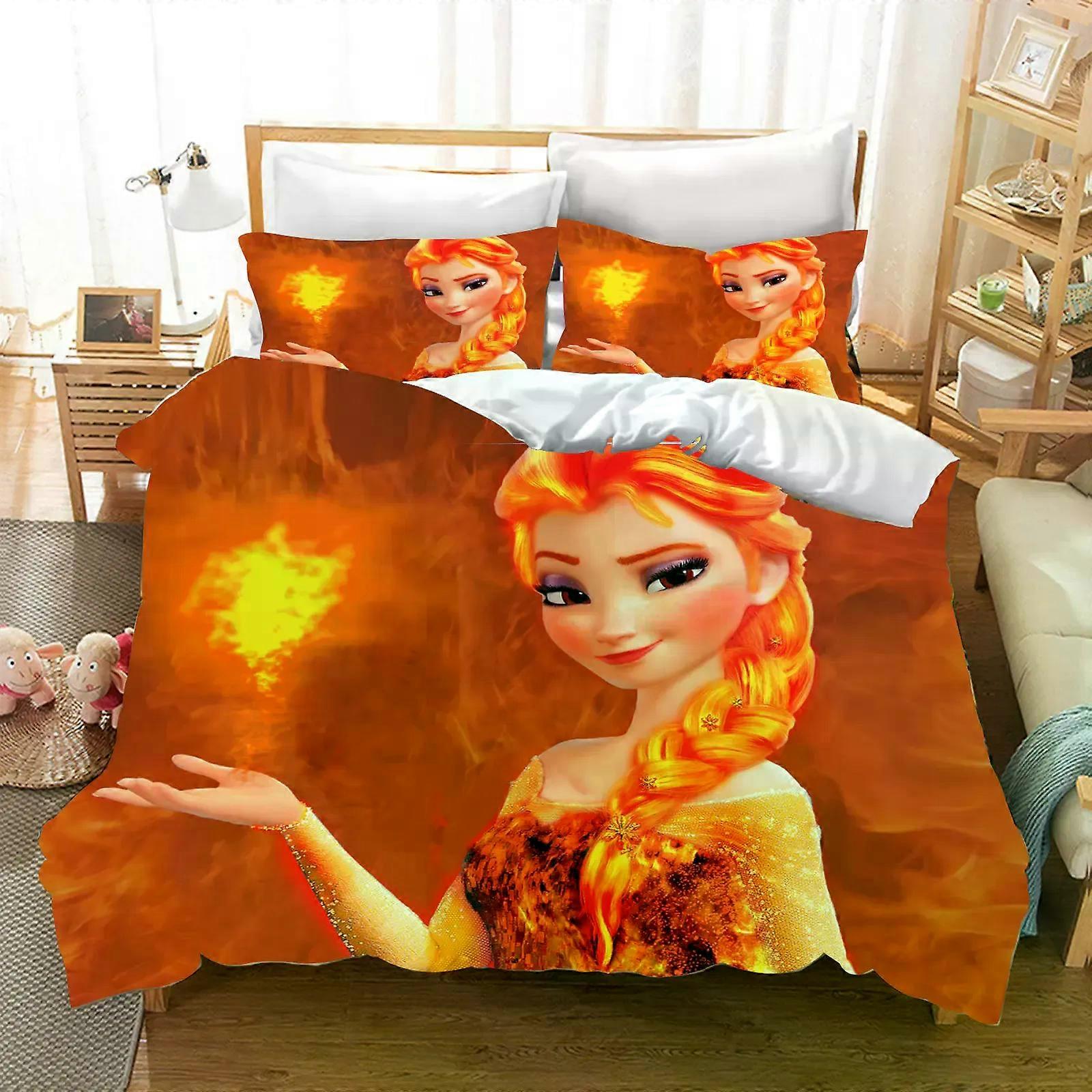 AM1516 Frozen Duvet Cover Queen Size Bedding Set King Frozen Cute Print Kids Cartoon 3 Piece Set 1 Duvet Cover