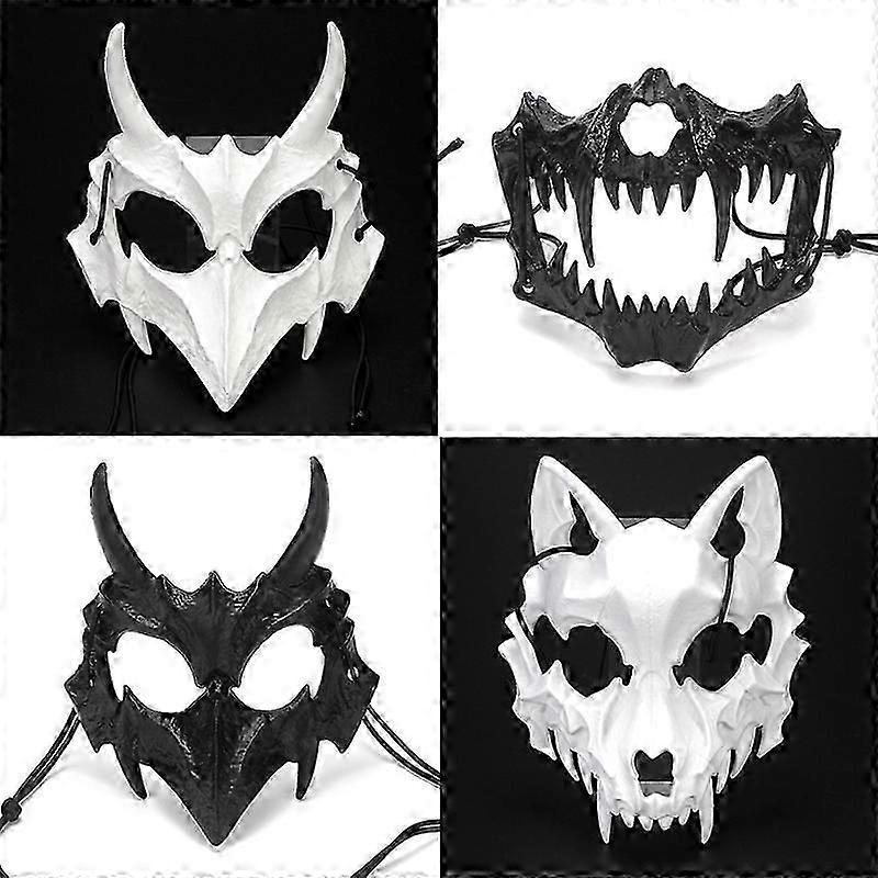 ハロウィン3Dスケルトンマスク怖い頭蓋骨半分の顔のマスクホラー悪魔オオカミコスプレ仮面舞踏会カーニバルパーティー小道具マスク