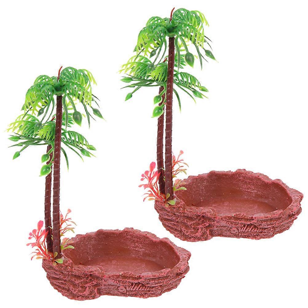 Decorative Reptile Dish Resin Reptile Bowls for Pet Use 4Pcs Set