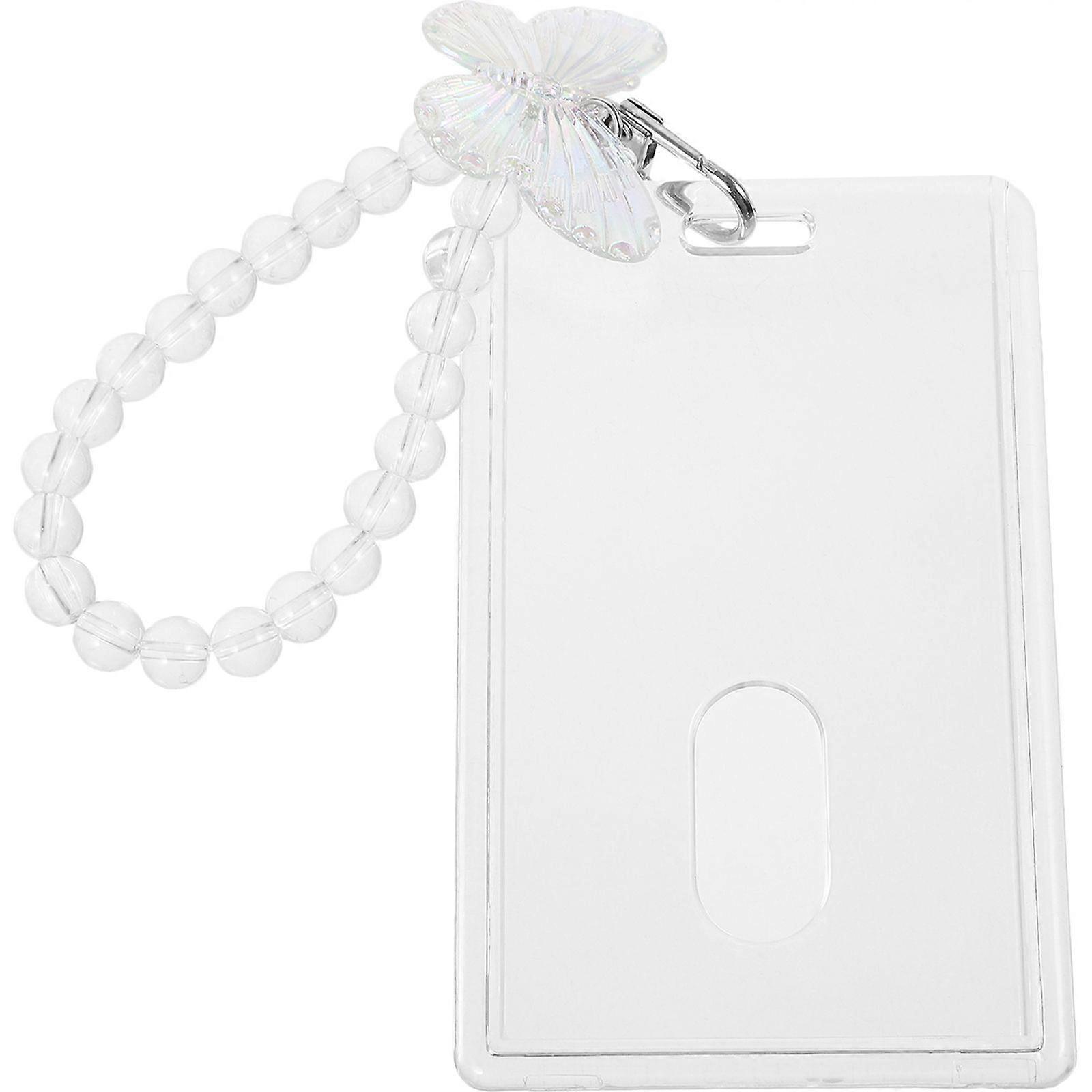1 Set of Slide Open Card Holder Name Badge Holder Clear Card Holder Slide Type Card Holder with Keychain