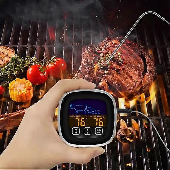 Digital Meat Thermometer with Large Touch Screen - BBQ &Kitchen Food Temperature Gauge, Stainless Steel Probe, Timer