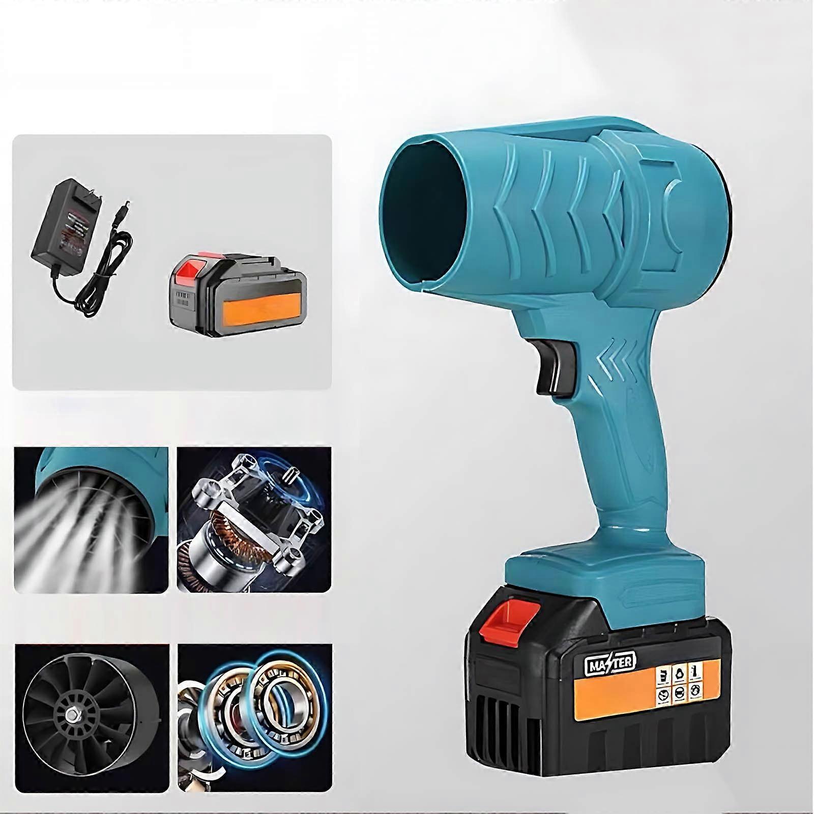 Snmubt Cordless Leaf Blower, Portable Handheld Jet Fan for Patio, Leaves, Dust, Drying, Camping (Blue)