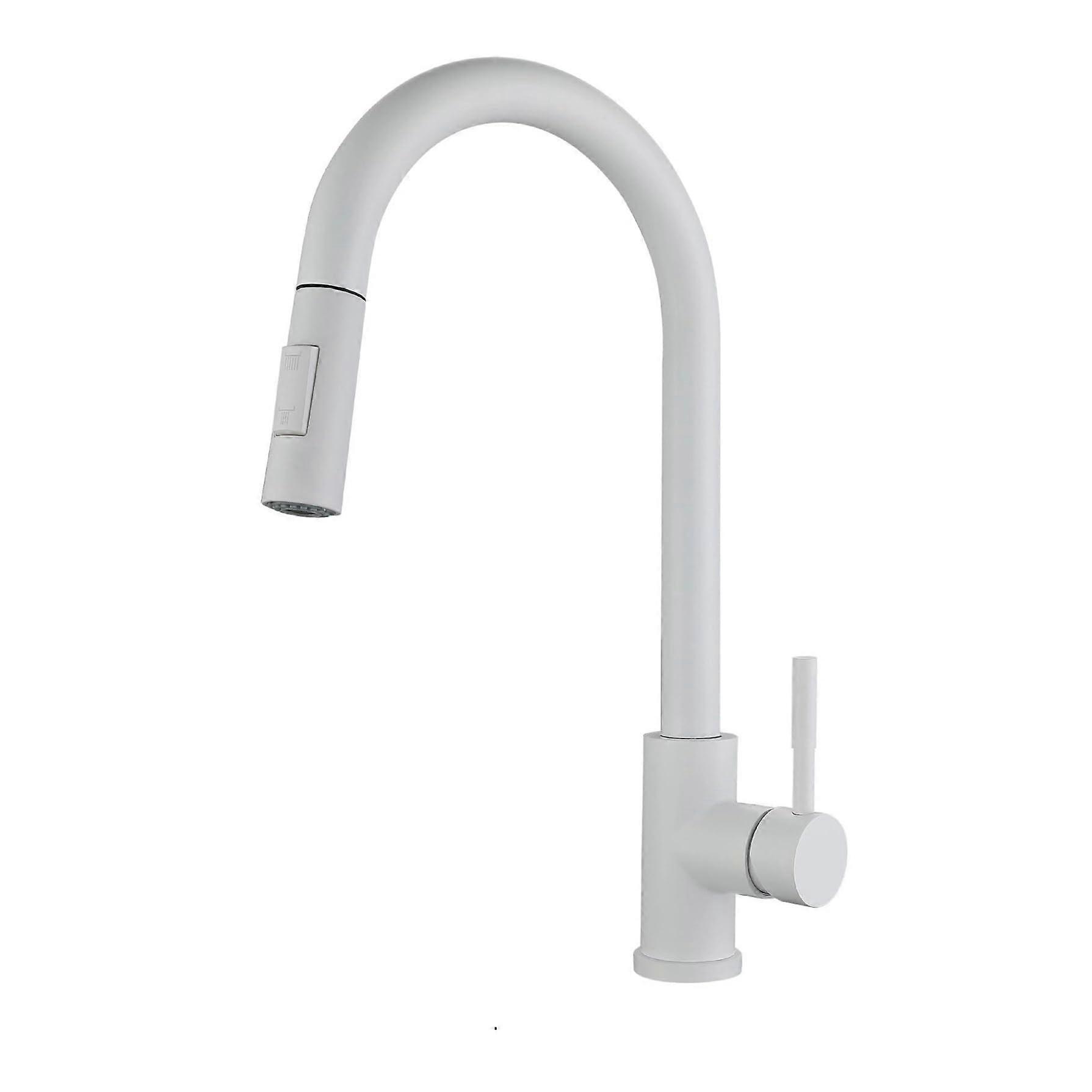 SUS304 Stainless Steel White Kitchen PullOut Sensor Faucet Touch Sensor Telescopic Hot and Cold