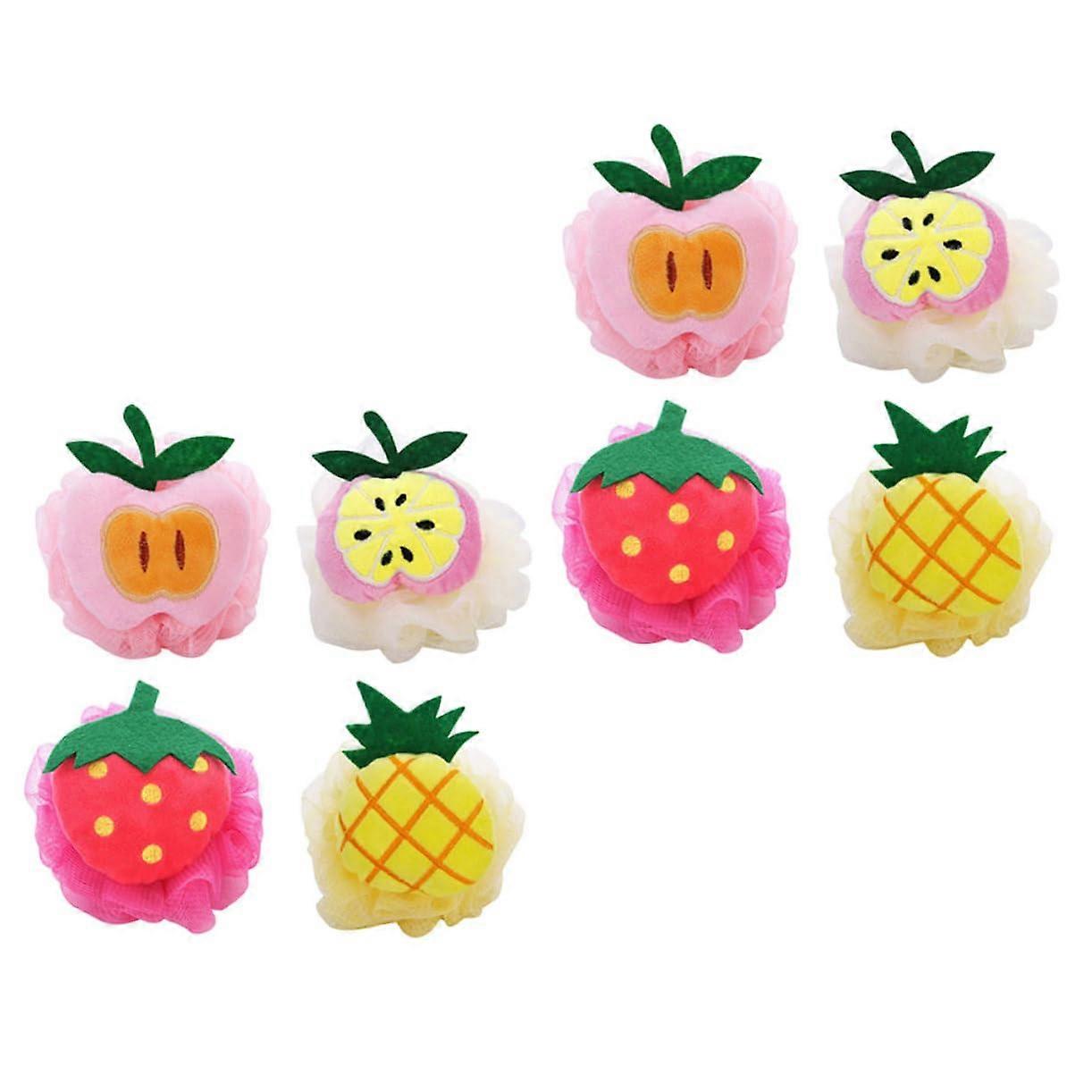 8pcs Exfoliating Bath Ball Shower Sponges for All Ages, Bubble Maker Net Back Scrubber, Soft Mesh Material