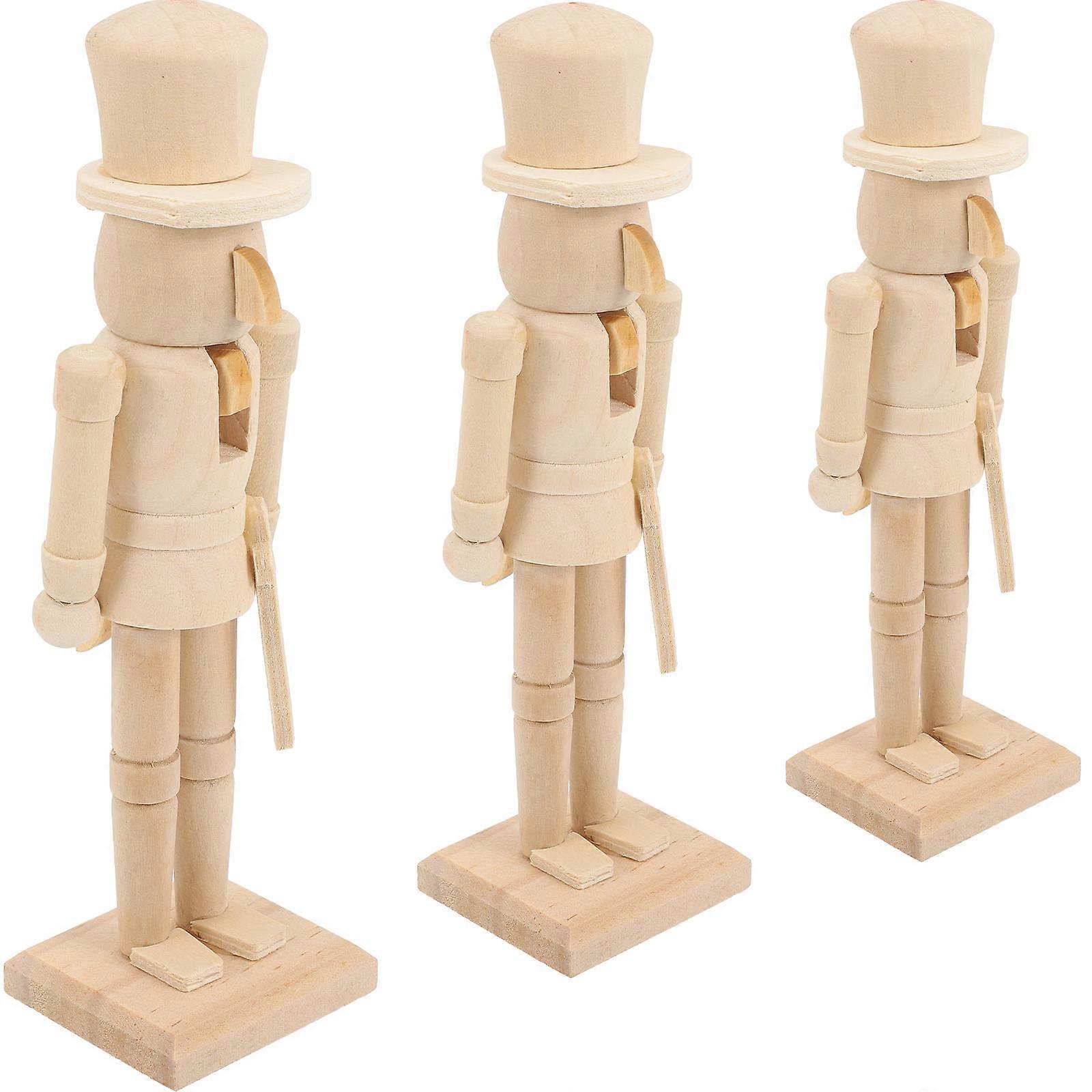 Wooden Nutcracker Unfinished Walnut Soldier for Decoration Pack of 9