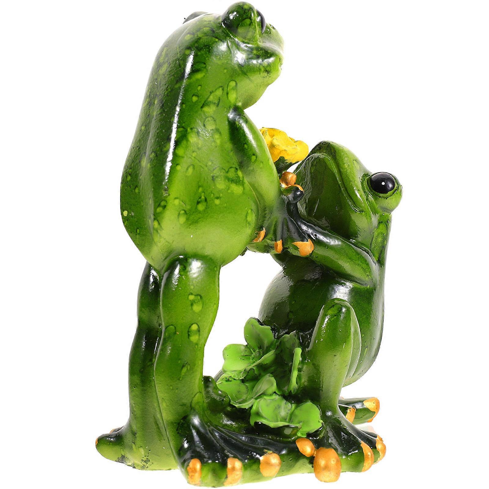 Garden Frog Ornament 3Pcs Made Of Resin For Decorative Use On Desktop Window Ledge Backyard Or Pond In Charming Green Color