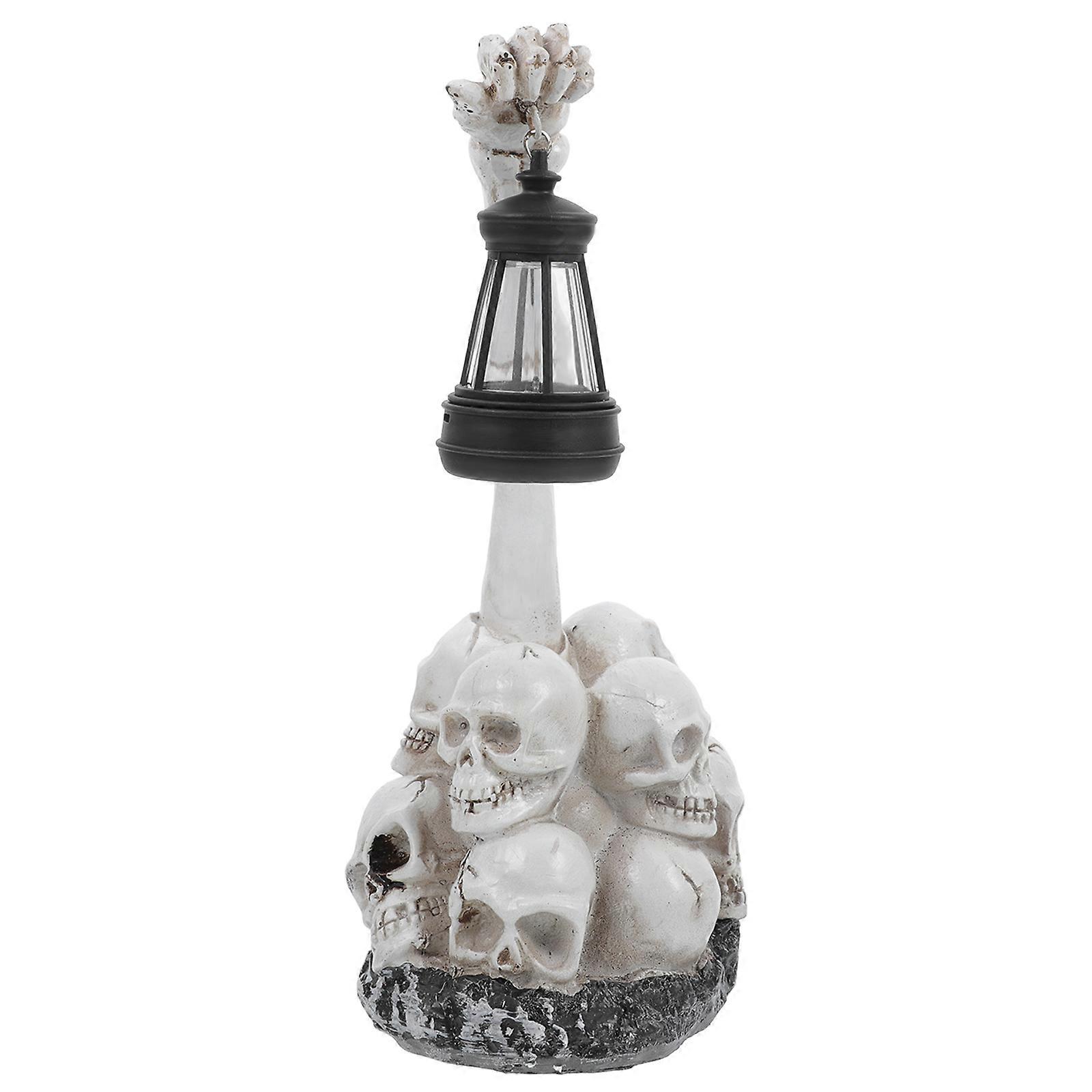 Skull Statue with Lantern Halloween Decoration Skeleton Arm Decor 26X14X9CM 3Pcs