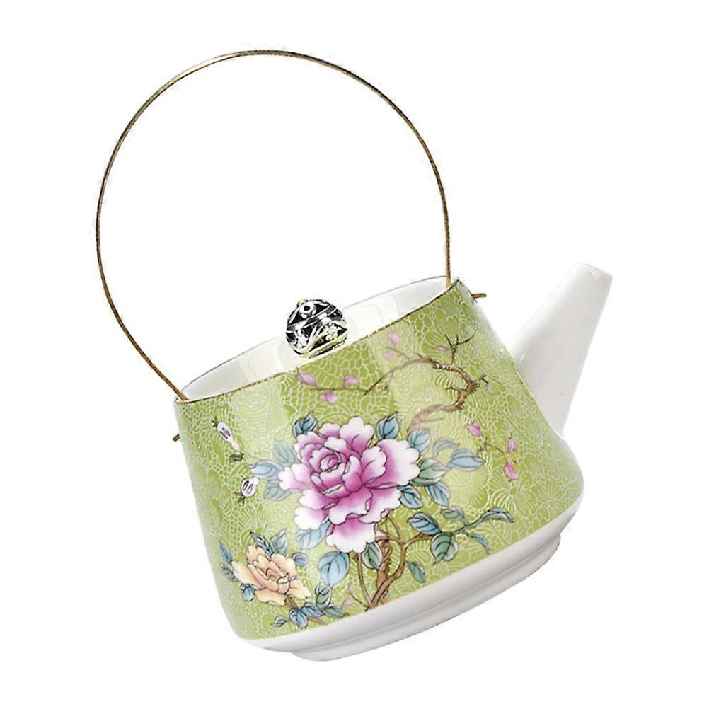 Classic Style Ceramic Kettle Pot Round Shape for Tea Shop Heat Resistant 1Pack