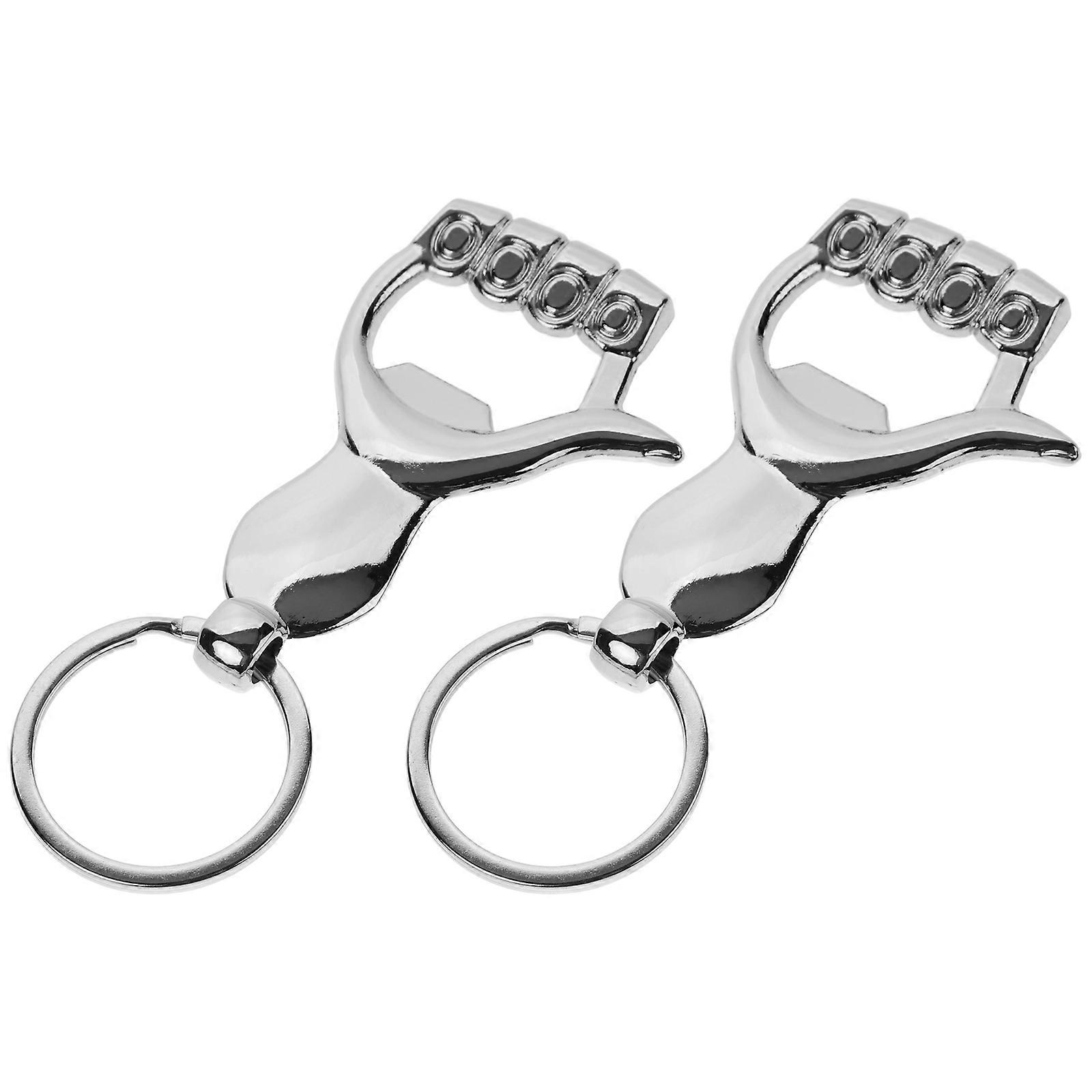 Creative Bottle Opener Keychain 6 Pcs Bottle Opening Ideal For Home Use Parties Silver Zinc Alloy