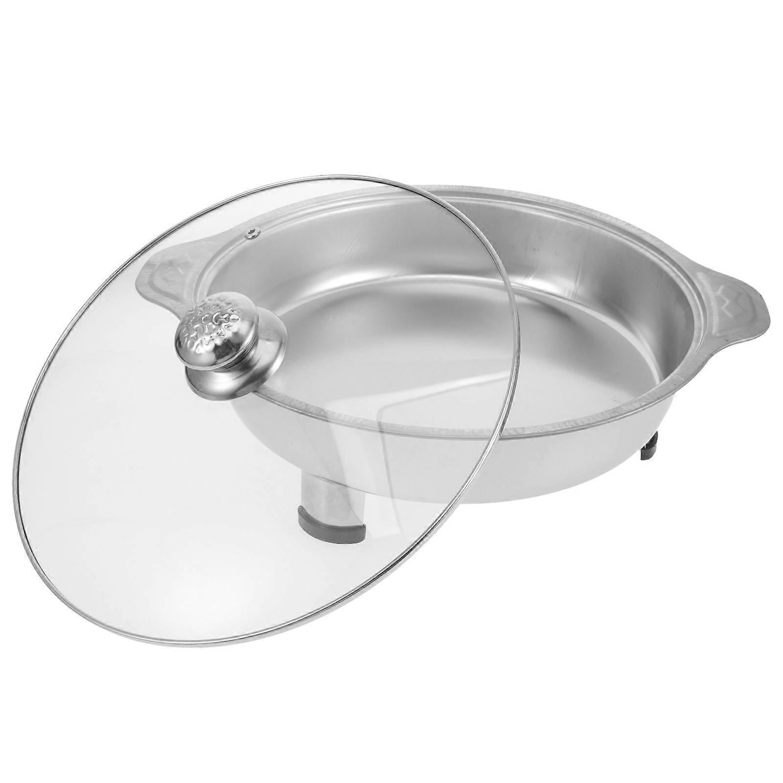 Buffet Tray Stainless Steel Food Serving Container Ideal For Restaurant 36X31CM Round Simple Design 2Pcs